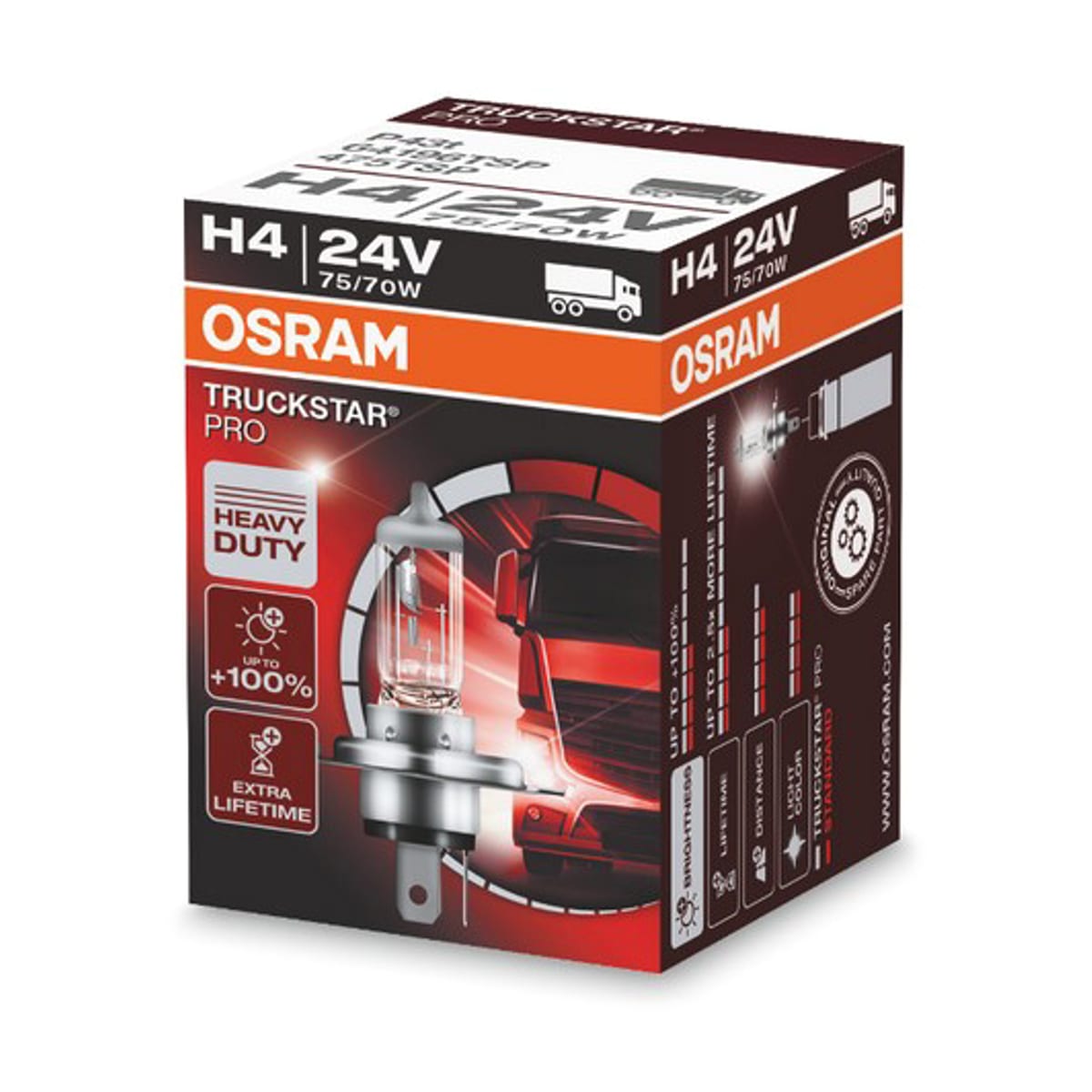 Деталь Лампа H4 24V 75/70W P43t TRUCKSTAR PRO +100% больше света 1 шт. OSRAM