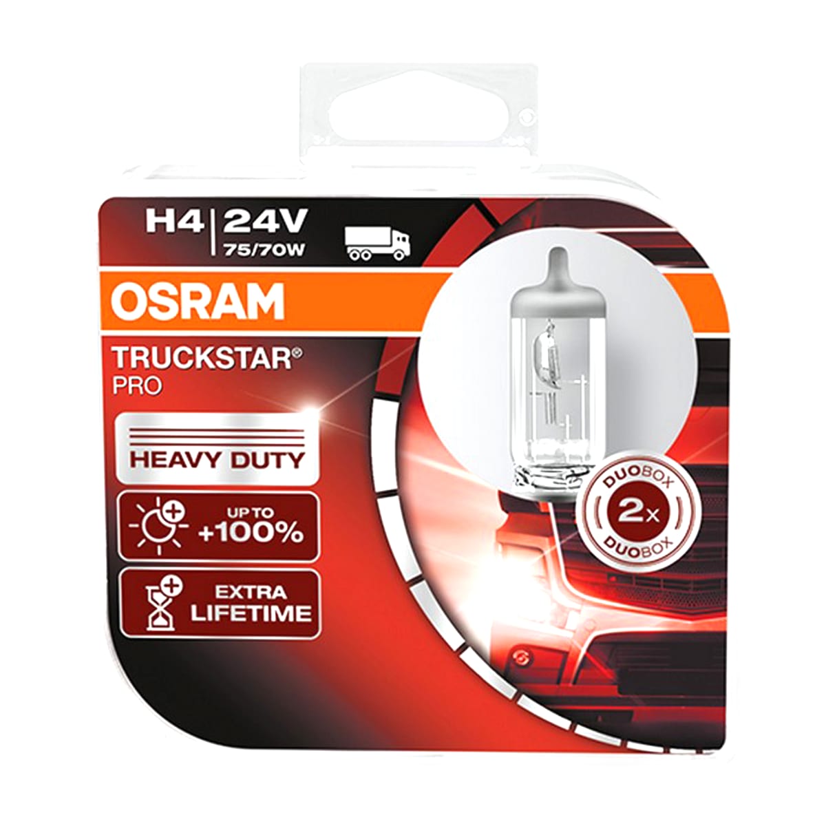 Деталь Снят с производства Комплект ламп H4 24V 75/70W P43t TRUCKSTAR PRO +100% больше света 2шт.(1к-т) OSRAM