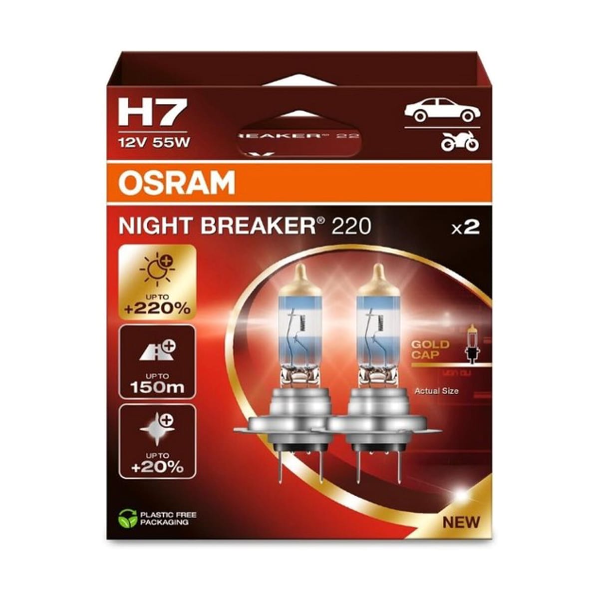 Деталь Комплект ламп H7 12V 55W PX26d 3700K NIGHT BREAKER200 +200% 2 шт OSRAM