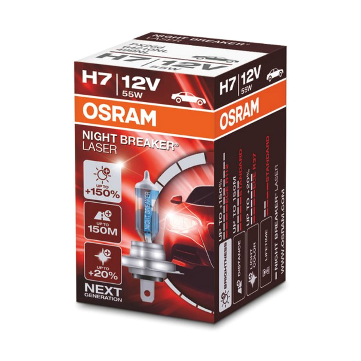 Деталь Лампа H7 12V 55W PX26d NIGHT BREAKER LASER +150% больше света 1 шт. OSRAM