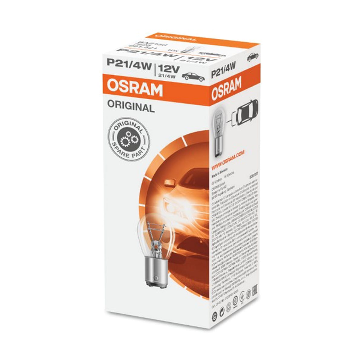 OSRAM Лампа P21/4W 12V 21/4W BAZ15d ORIGINAL LINE качество оригинальной з/ч (ОЕМ) 1 шт.