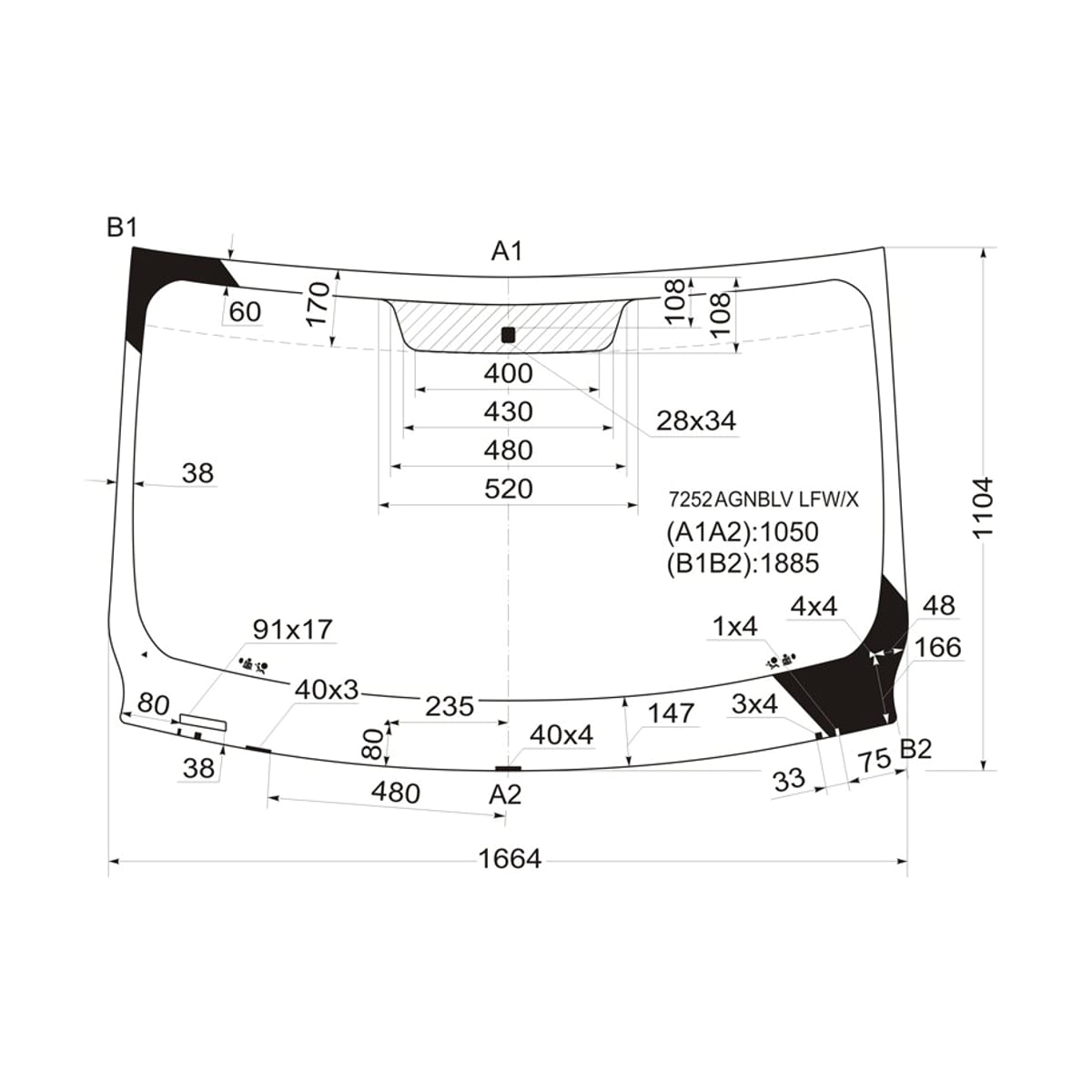 XYG Стекло лобовое Nissan Primastar 02-14 / Opel Vivaro 01-14