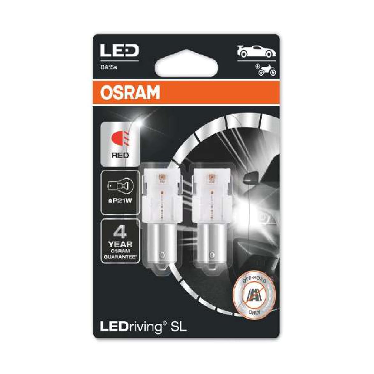 Деталь Снят, замена 7506DRP-2BL LEDriving SL (3поколение) 1,9W/12V P21W BA15S BLI2 красный 2шт OSRAM