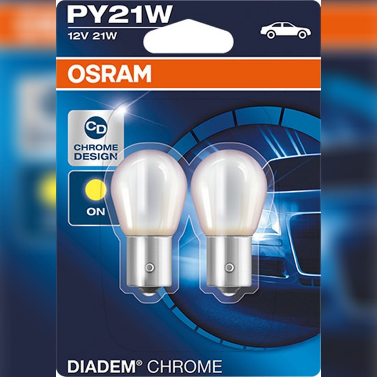 Деталь Снят, замена 7507DC-2BL Комплект ламп PY21W 12V 21W BAU15s DIADEM CHROME покрытие колбы с эфектом под хром 2шт.(1к-т) OSRAM