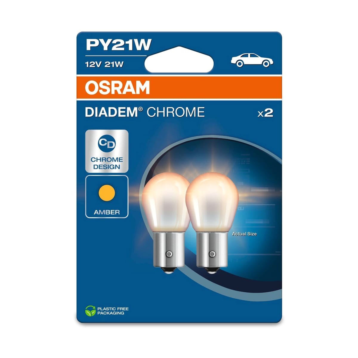 Деталь Комплект ламп PY21W 12V 21W BAU15s DIADEM CHROME 2шт.(1к-т) OSRAM