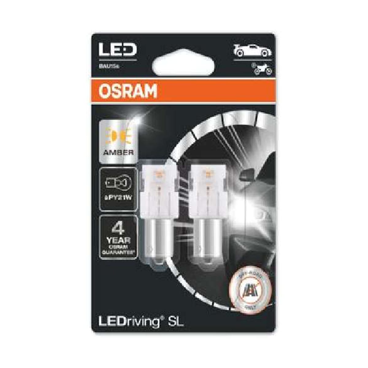 Деталь Снят, замена 7507DYP-2BL LEDriving SL (3поколение) 1,3W/12V PY21W BAU15S BLI2 оранжевый 2шт OSRAM
