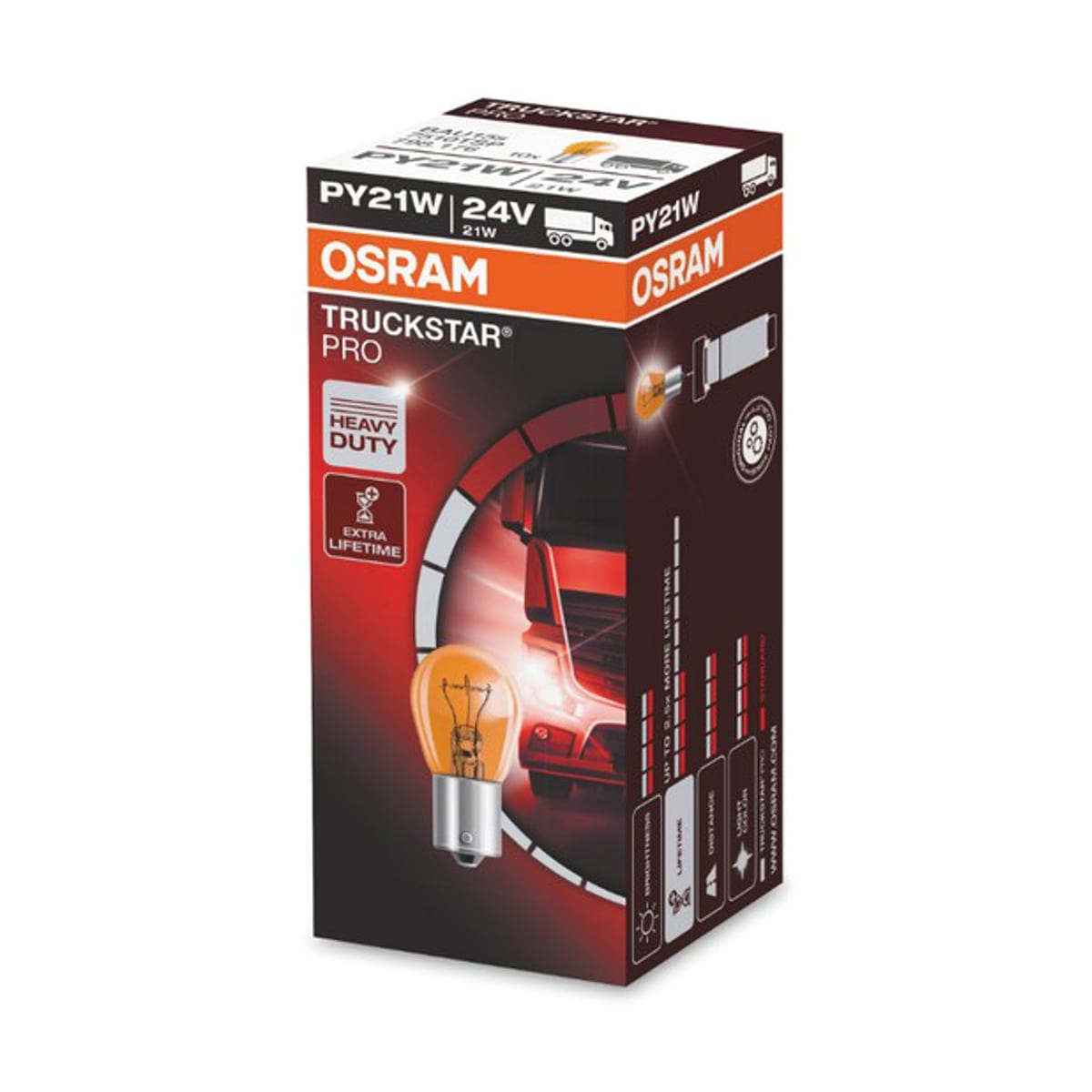 Деталь Лампа PY21W 24V 21W BAU15s TRUCKSTAR PRO +100% больше света 1 шт. OSRAM