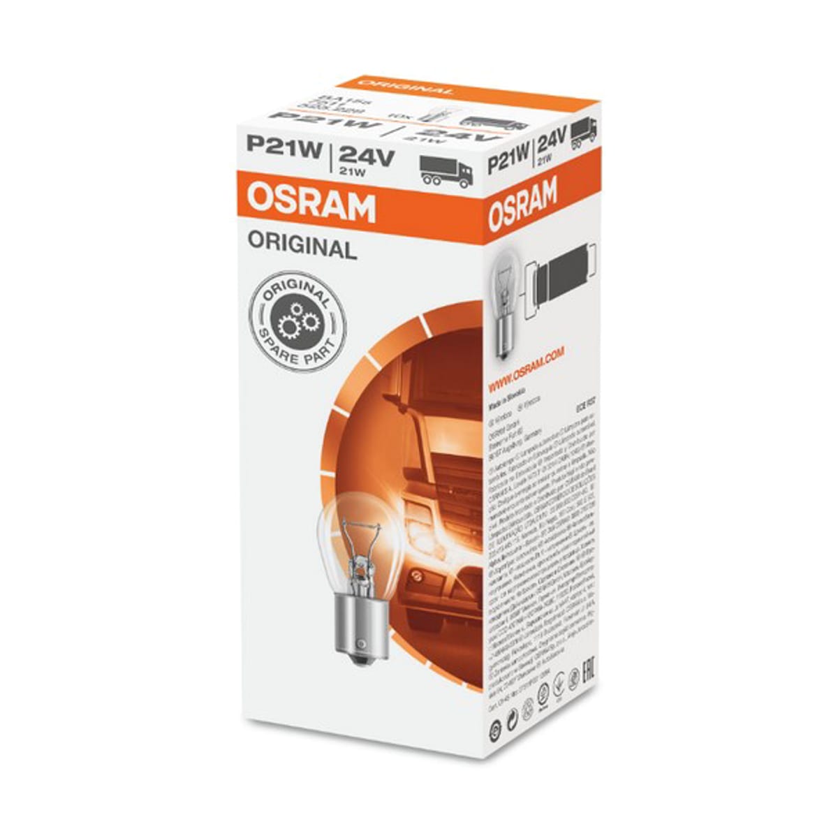 Деталь Лампа P21W 24V 21W BA15s ORIGINAL LINE качество оригинальной з/ч (ОЕМ) 1 шт. HCV OSRAM