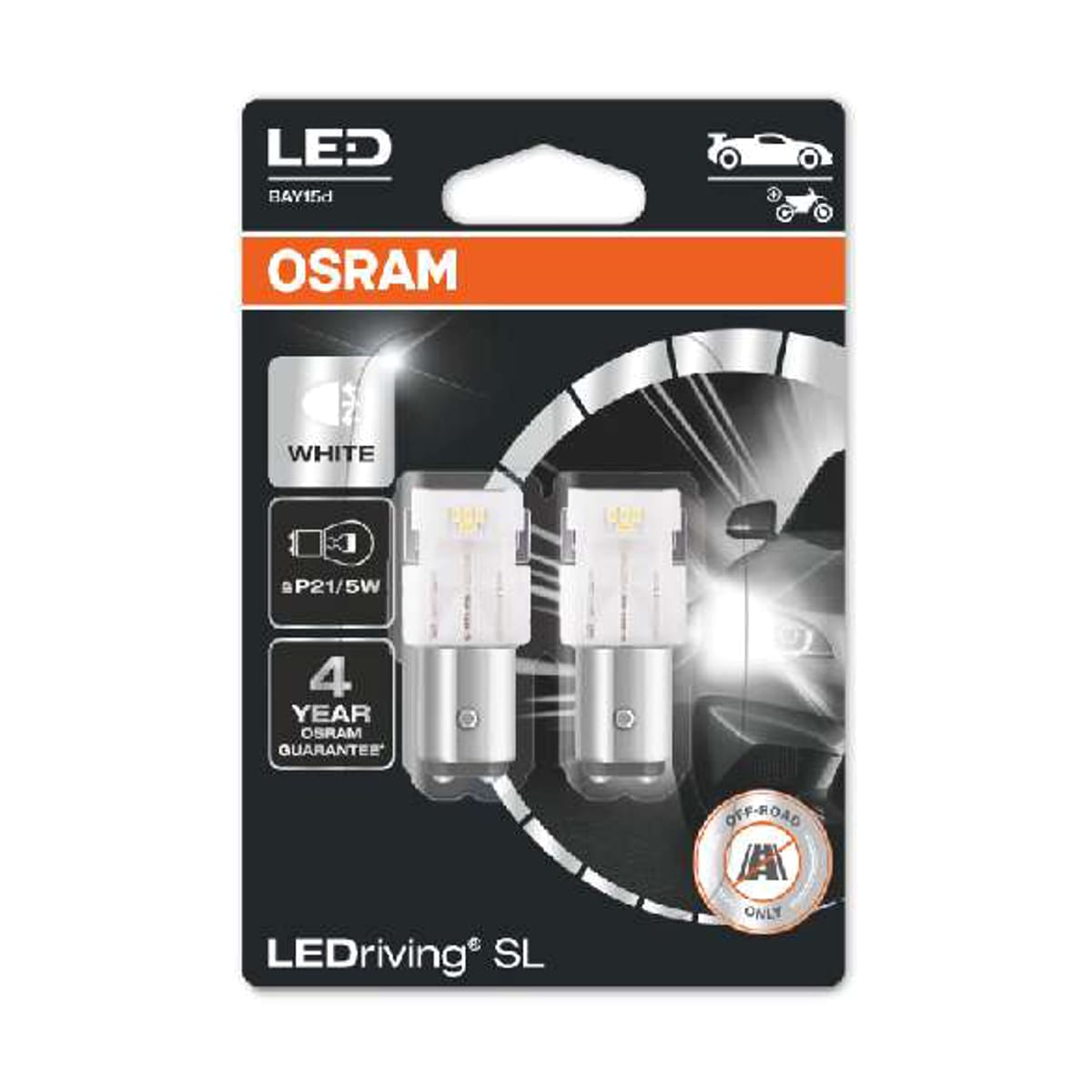 Деталь Снят, замена 7528DWP-2BL LEDriving SL (3поколение) 2,0W/12V P21/5W BAY15D BLI2 белый 6000K 2шт OSRAM