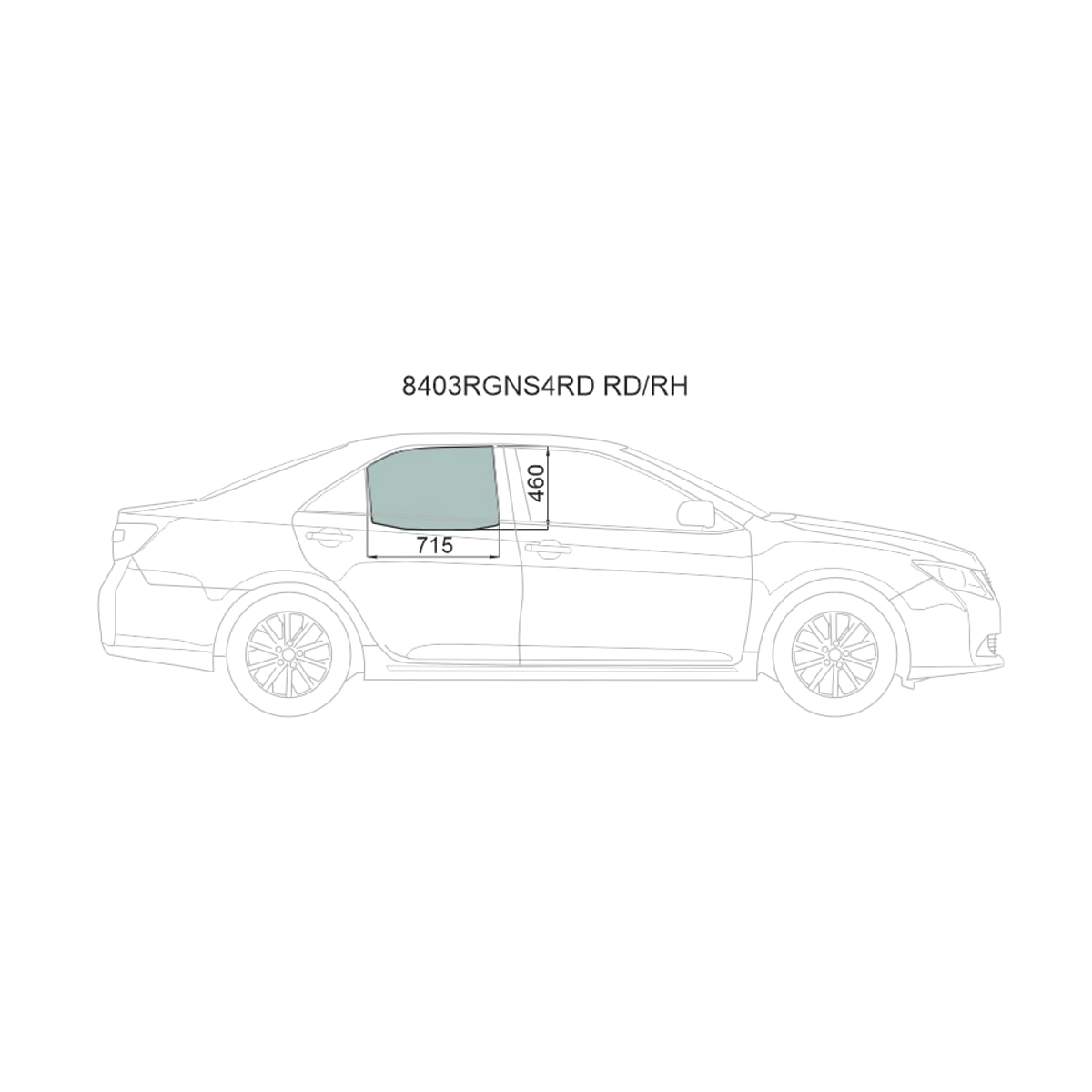 Деталь Стекло боковое опускное (Сзади/ Справа/ Цвет зеленый/ Крепления) Toyota Camry (XV50) 11-18 / Camry UAE/USA 11-17 XYG