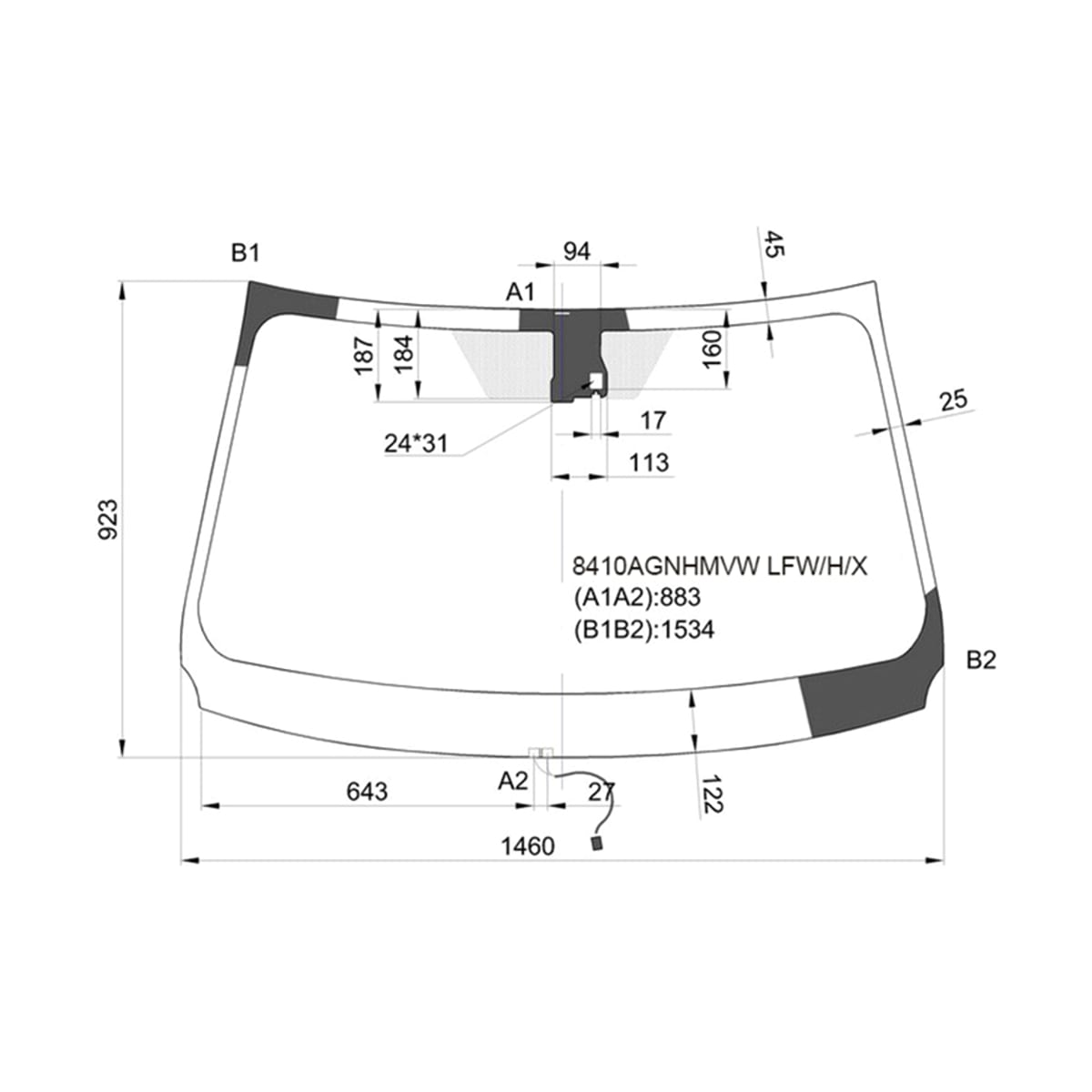 Деталь Стекло лобовое (Обогрев щеток/ Датчик дождя) Toyota RAV4 (XA40) 12-19 XYG