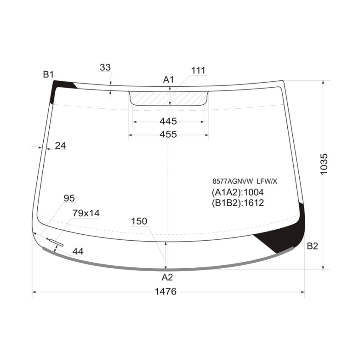 XYG Стекло лобовое (Молдинг) Volkswagen Touran 03-15