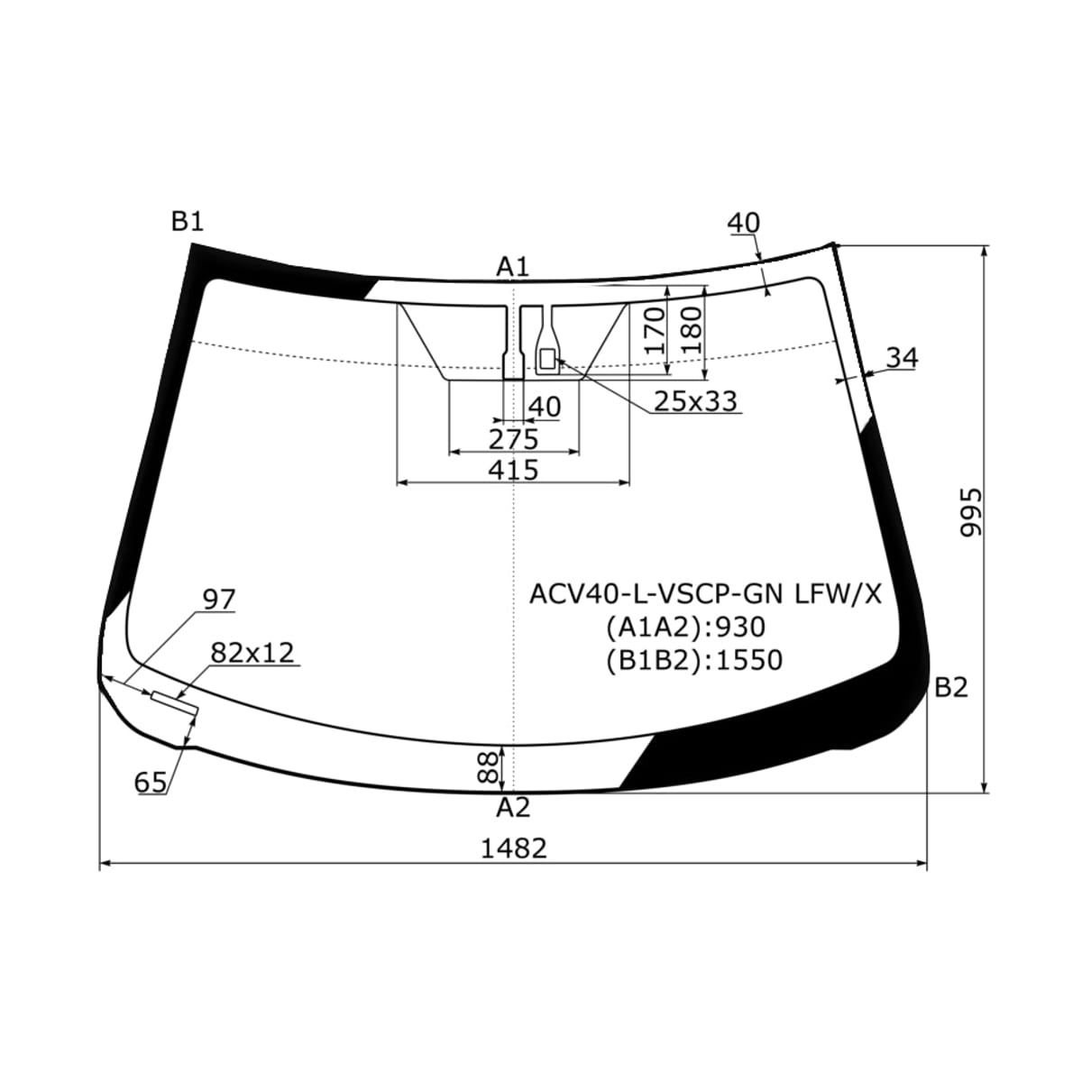 XYG Стекло лобовое (Датчик дождя) Toyota Camry (XV40) 06-11 / Aurion 06-12 ACV40LVSCPGNLFW/X