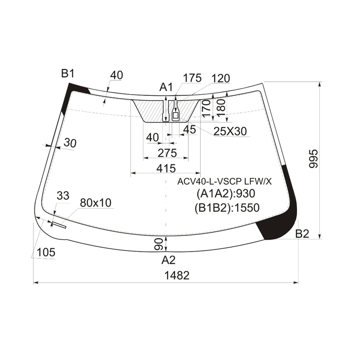 XYG Стекло лобовое (Датчик дождя) Toyota Camry (XV40) 06-11 / Aurion 06-12 ACV40LVSCPLFW/X