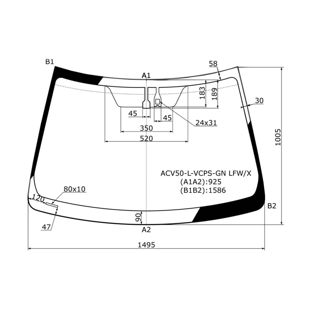 XYG Стекло лобовое (Датчик дождя) Toyota Camry (XV50) 11-18 / Camry USA 11-17 ACV50LVCPSGNLFW/X