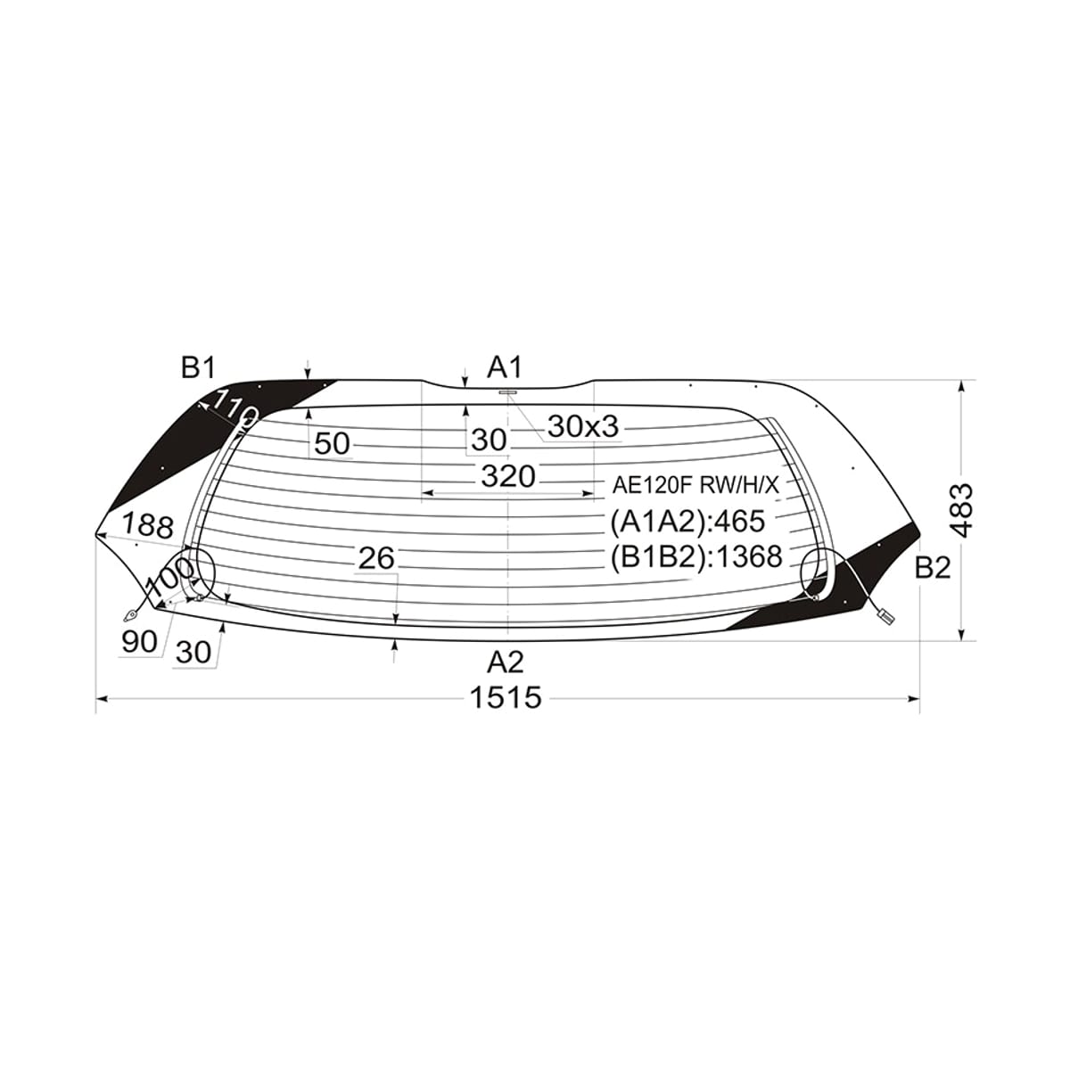 XYG Стекло заднее (Цвет зеленый/ Обогрев) Toyota Corolla Spacio (E120) 01-07 / Corolla Verso 01-04