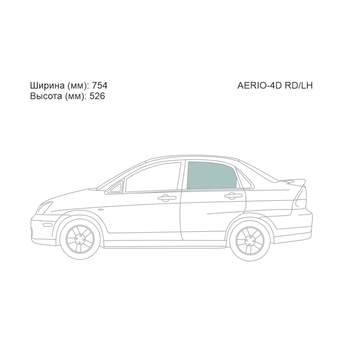 XYG Стекло боковое опускное (Сзади/ Слева/ Цвет зеленый) Suzuki Aerio 01-07 / Liana 01-07 AERIO4DRD/LH