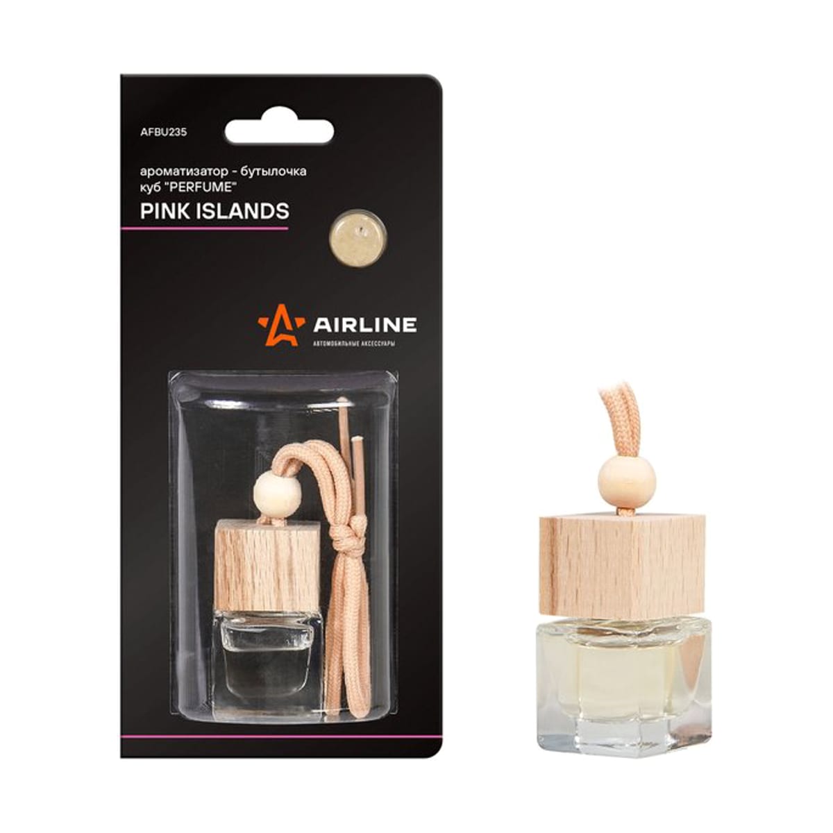 Деталь Ароматизатор-бутылочка куб Perfume PINK ISLANDS AIRLINE