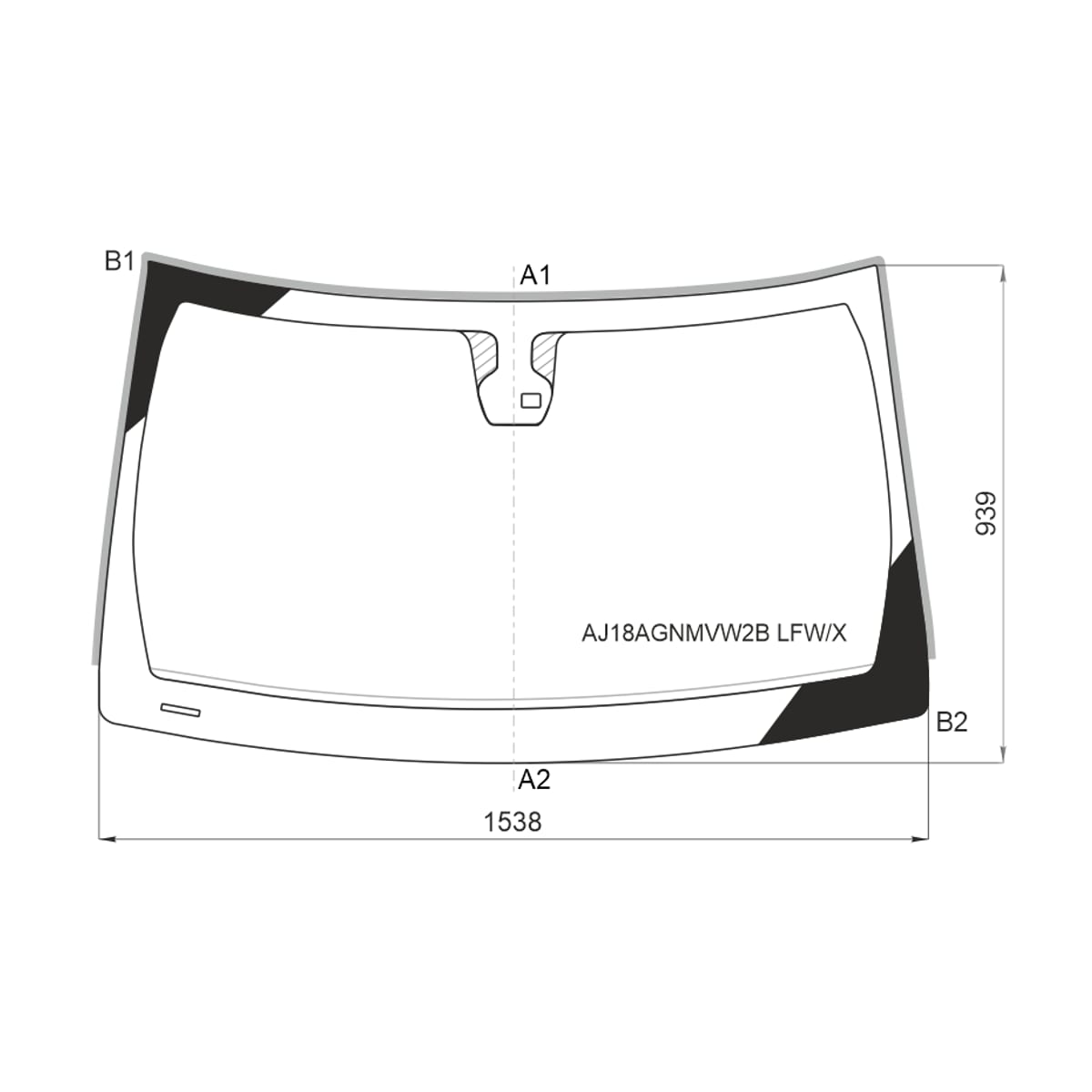 XYG Стекло лобовое (Датчик дождя/ Молдинг) Dodge Durango 14-20 / Jeep Grand Cherokee 13-18 AJ18AGNMVW2BLFW/X