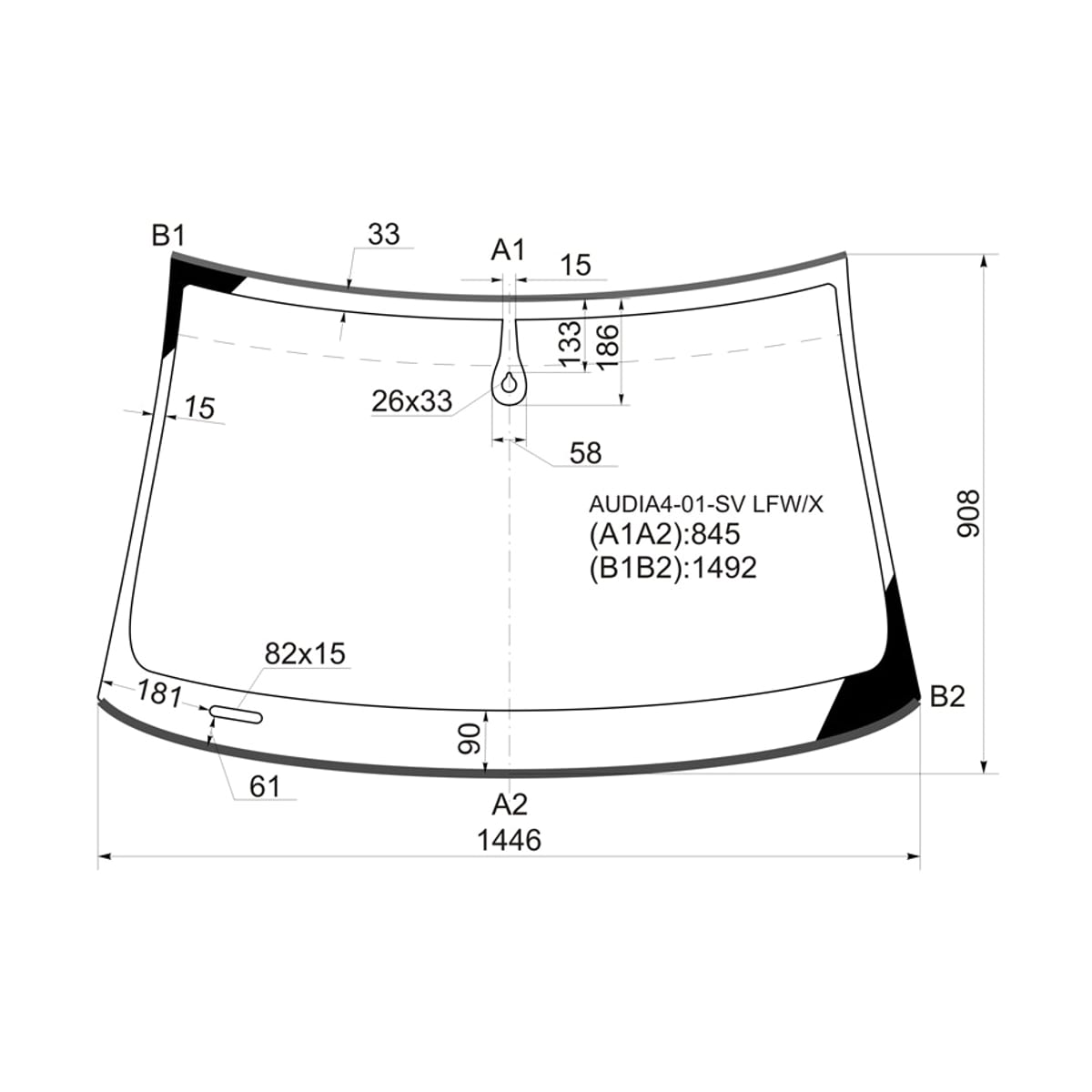 XYG Стекло лобовое (Датчик дождя/ Молдинг/ 4D SED/5D WGN) Audi A4 00-09 / S4 04-08 AUDIA401SVLFW/X