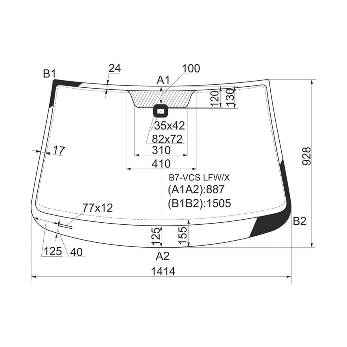 XYG Стекло лобовое (Датчик дождя) Volkswagen Passat 10-15 B7VCSLFW/X