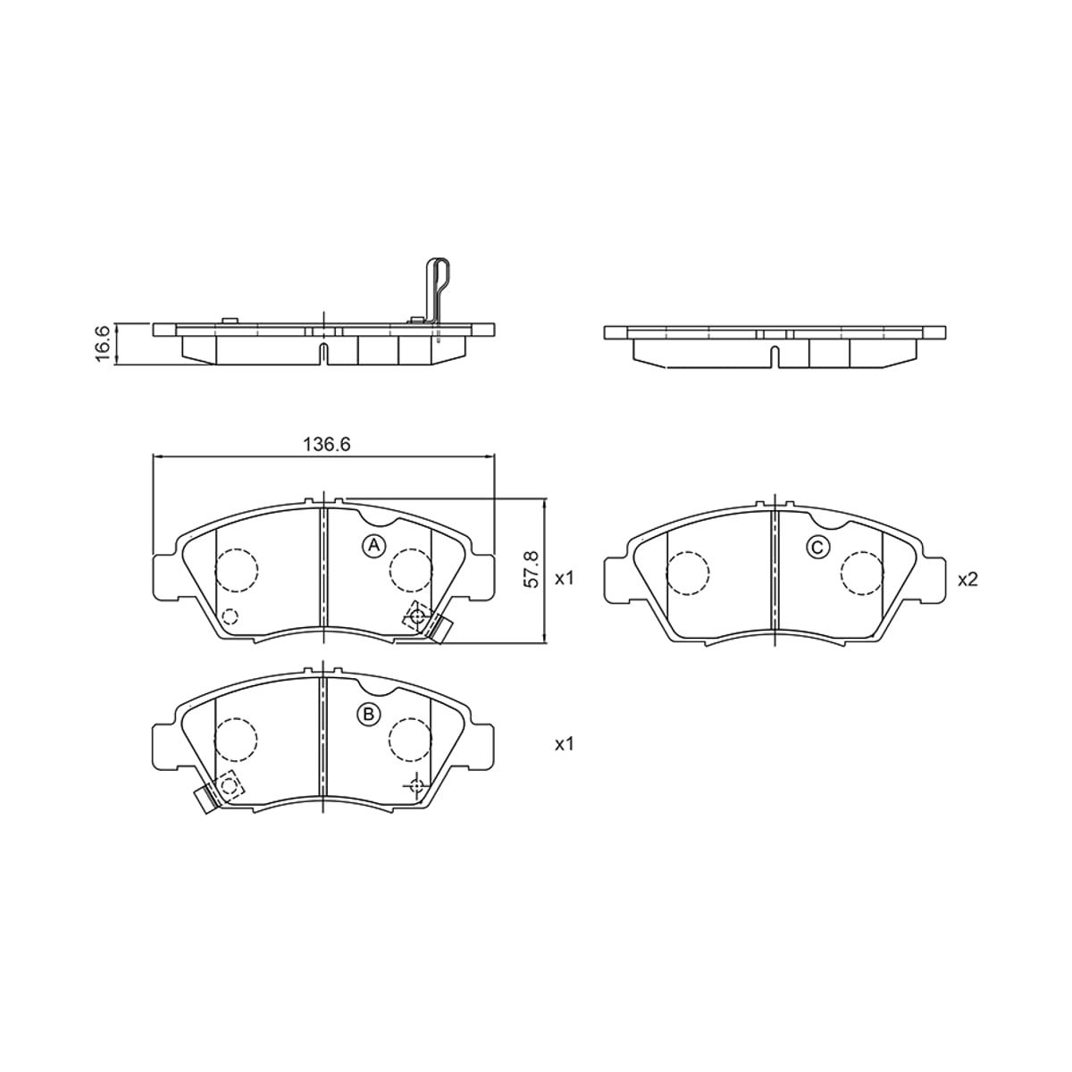 BAIKOR Колодки тормозные (Спереди) Honda Civic 91-12 / Civic Ferio 91-05