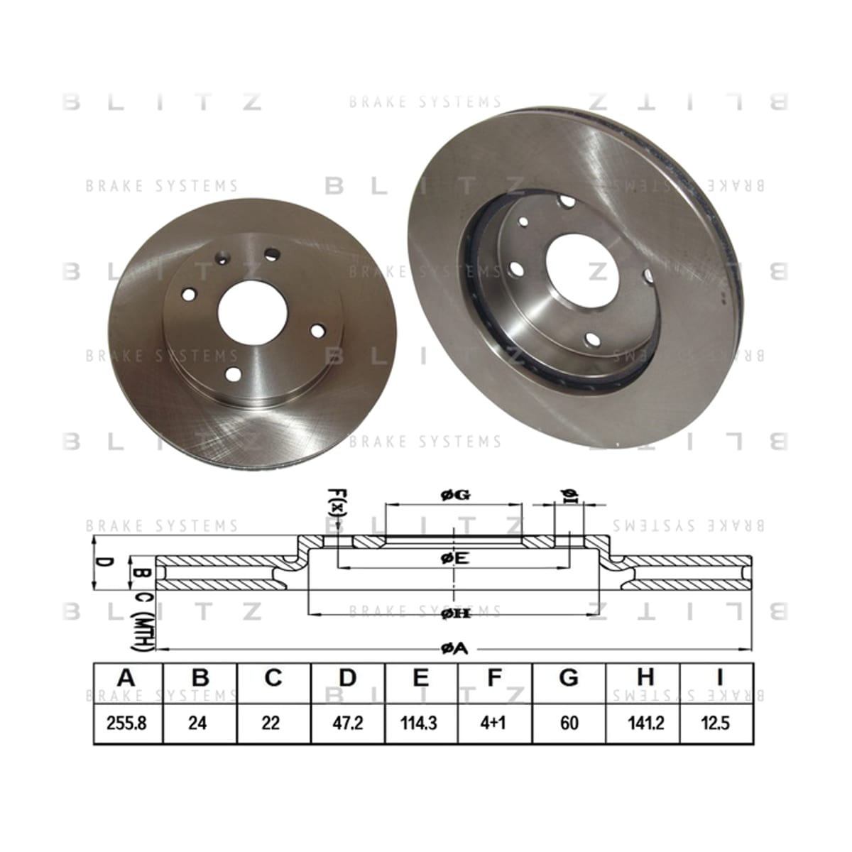 Деталь Диск тормозной вентилируемый BLITZ