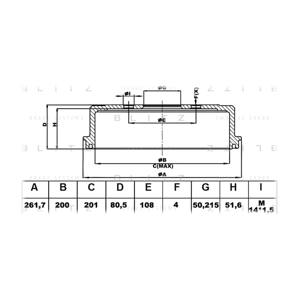 BLITZ Барабан тормозной BT0109 (зад)