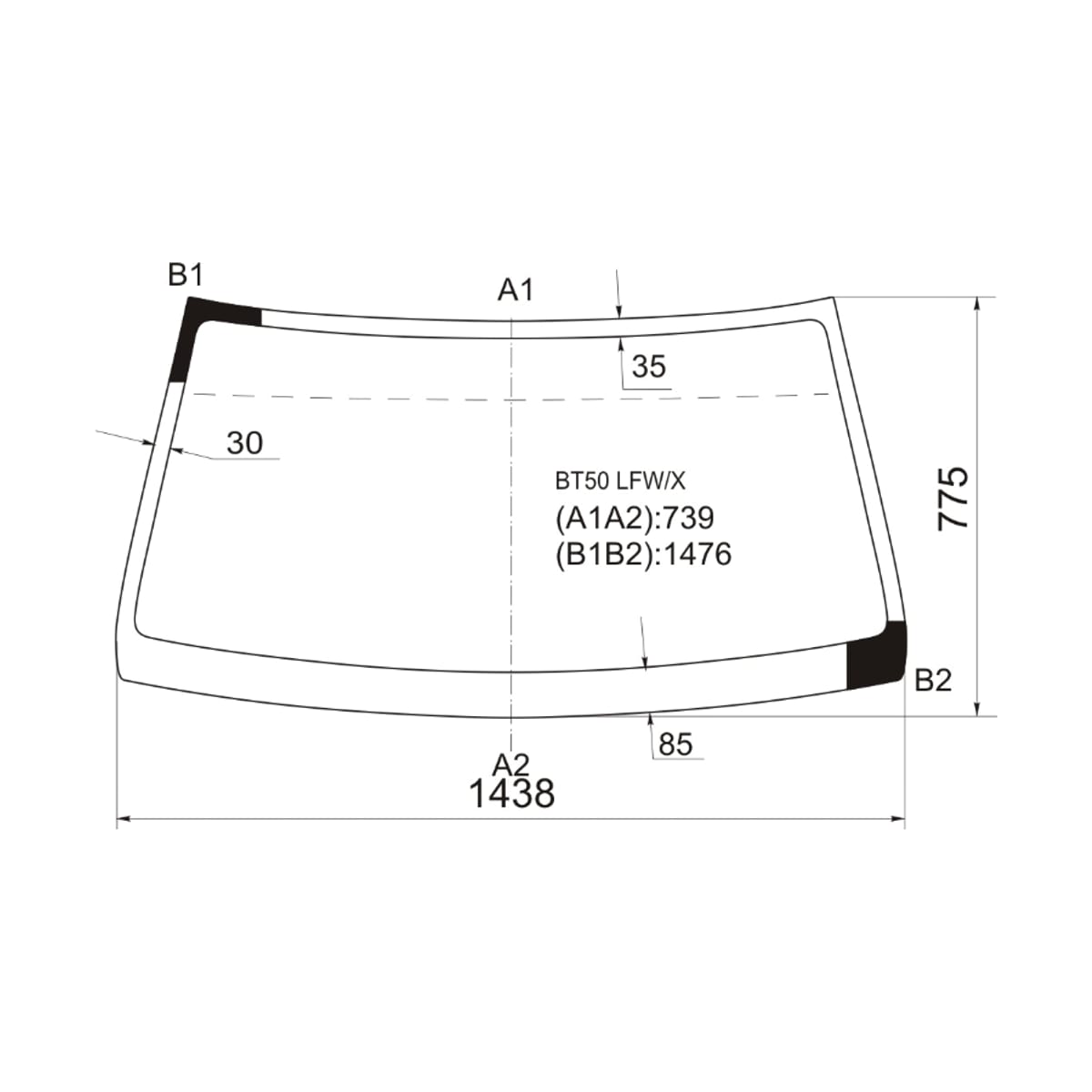 XYG Стекло лобовое Ford Ranger USA 97-11 / Mazda BT-50 06-12 BT50LFW/X