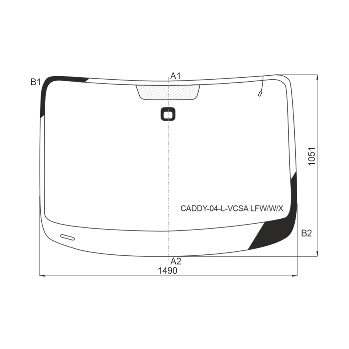 XYG Стекло лобовое (Антенна/ Датчик дождя) Volkswagen Caddy 03-15