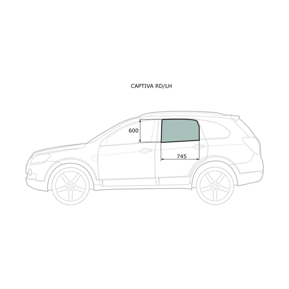 XYG Стекло боковое опускное (Сзади/ Слева/ Цвет зеленый) Chevrolet Captiva 06-15 / Opel Antara 06-15 CAPTIVARD/LH