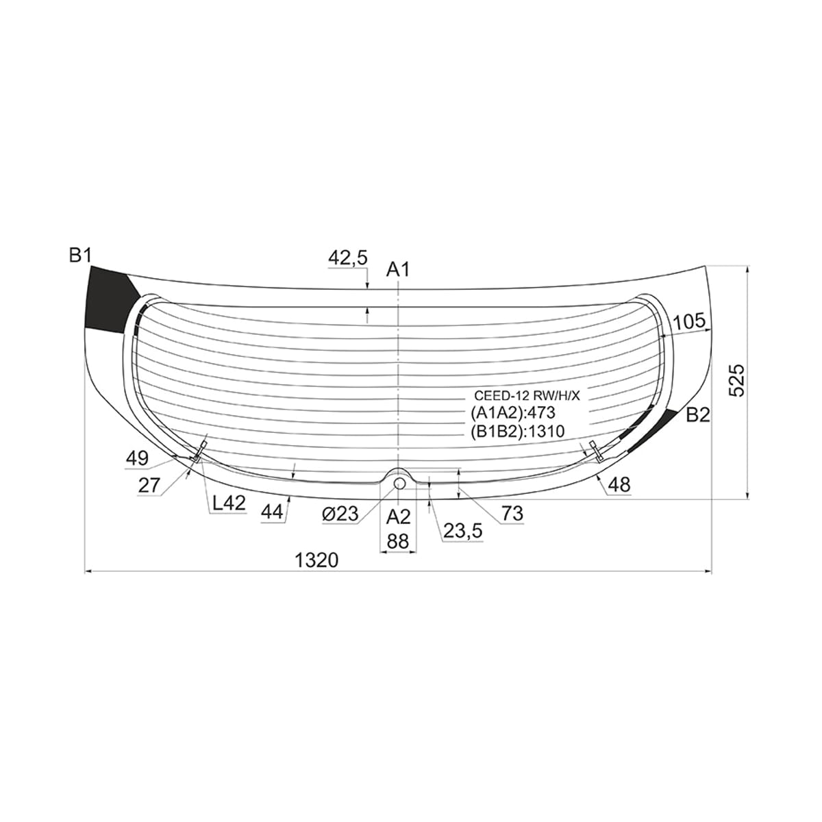 XYG Стекло заднее (Цвет зеленый/ Обогрев/ 5D HBK) Kia Ceed 12-18 CEED12RW/H/X