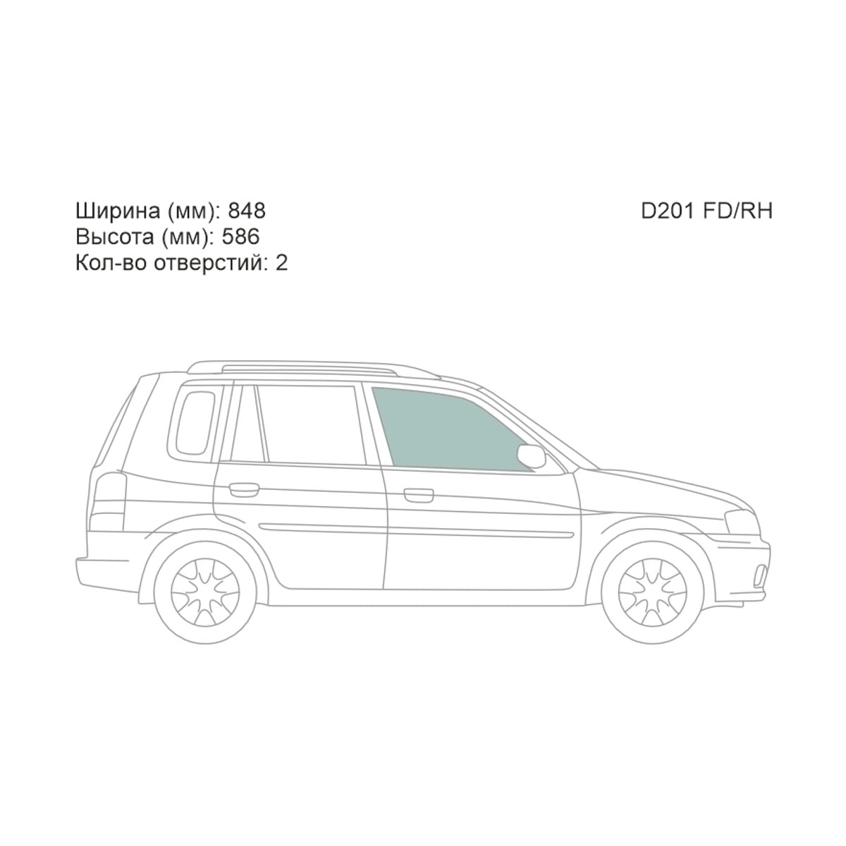 XYG Стекло боковое опускное (Спереди/ Справа/ Цвет зеленый) Mazda Demio 96-02