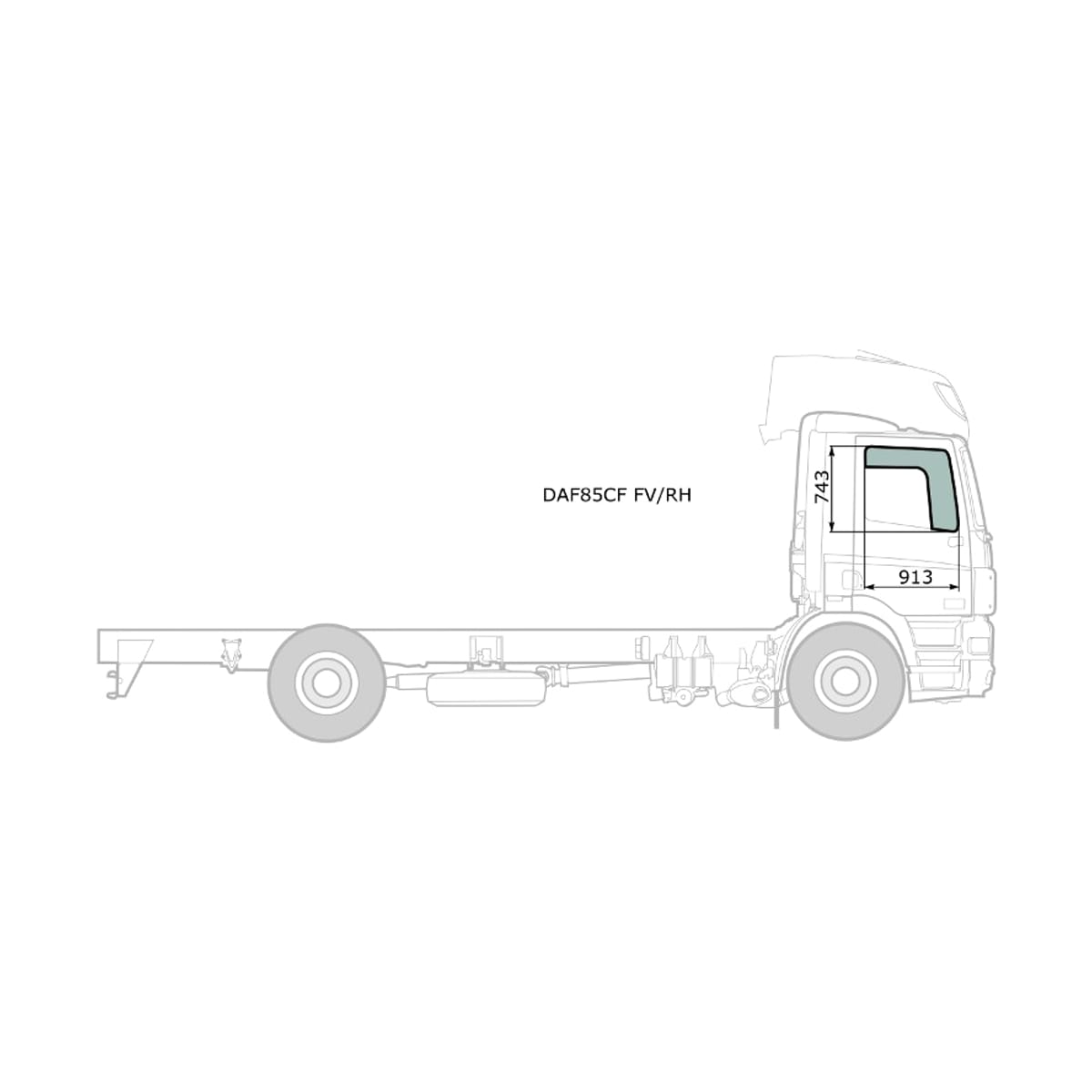 XYG Стекло форточки (Спереди/ Справа/ Цвет зеленый) DAF 75 93-98 / 85 93-98