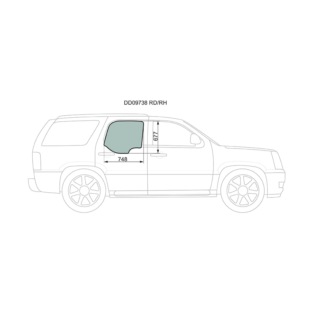 XYG Стекло боковое опускное (Сзади/ Справа/ Цвет зеленый/ 5D) Chevrolet Tahoe 99-07 / Cadillac Escalade 01-06