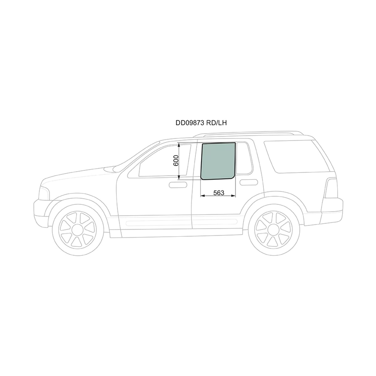 XYG Стекло боковое опускное (Сзади/ Слева/ Цвет зеленый) Ford Explorer 01-11 DD09873RD/LH