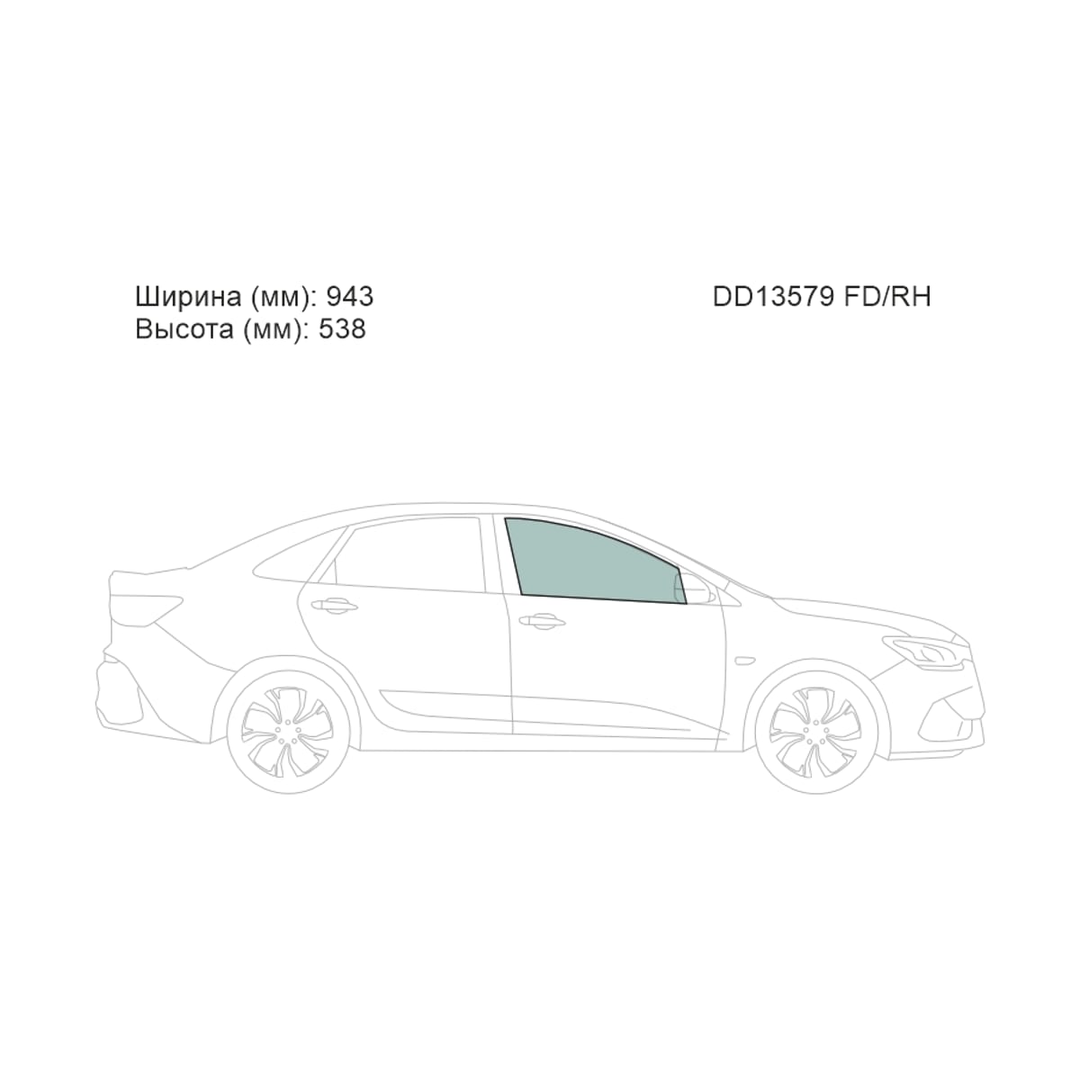 Деталь Стекло боковое опускное (Спереди/ Справа/ Цвет зеленый) Chevrolet Monza 19 XYG