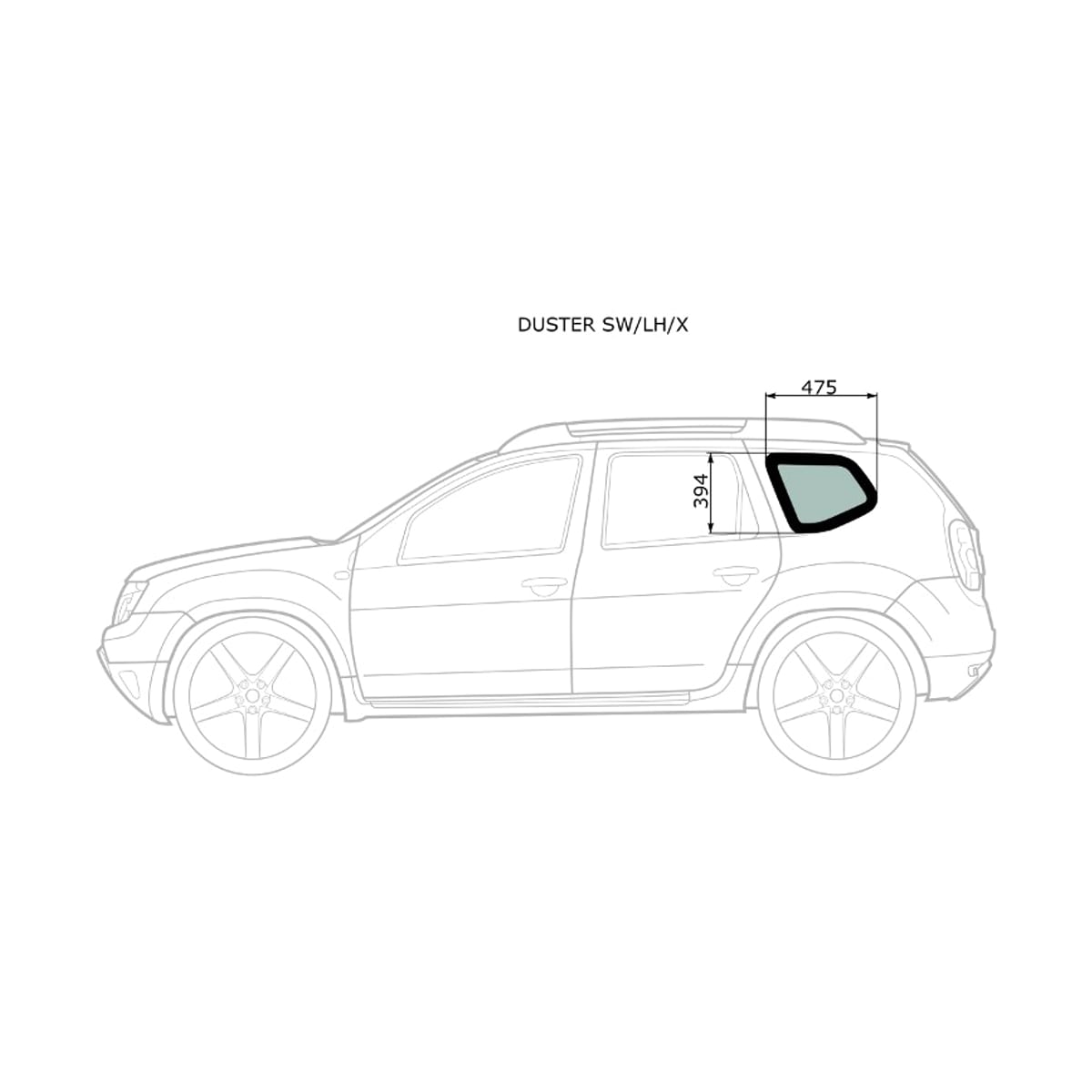 XYG Стекло кузова боковое (не опускное) (Слева/ Цвет зеленый) Nissan Terrano 14-22 / Renault Duster 10-21