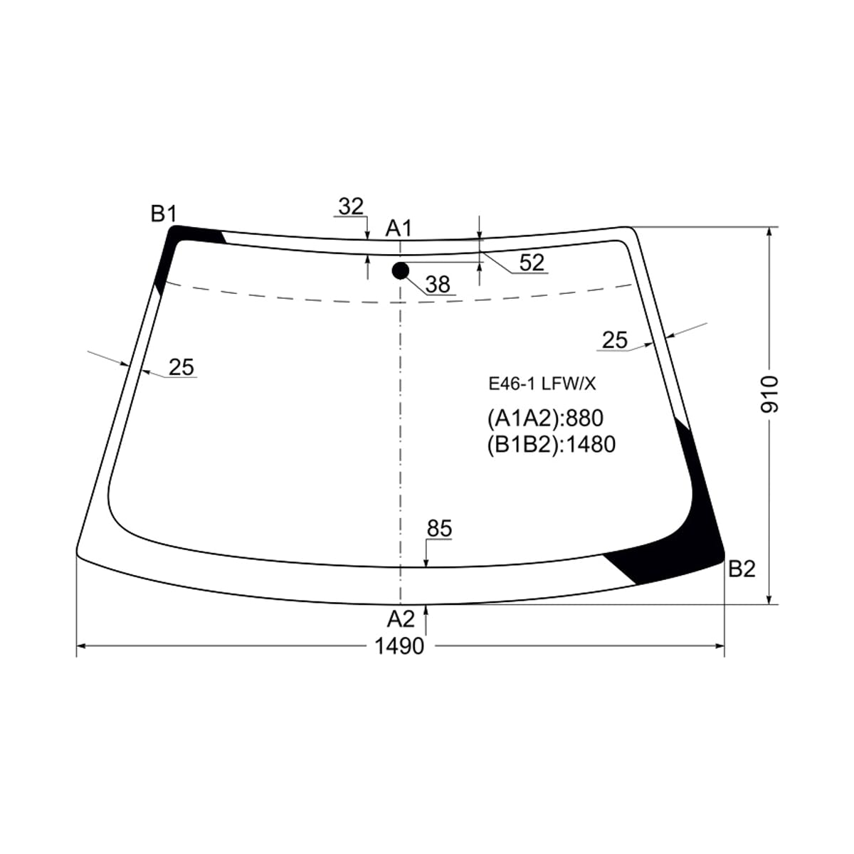 XYG Стекло лобовое (2D CPE) BMW 3-Series 98-06 E461LFW/X