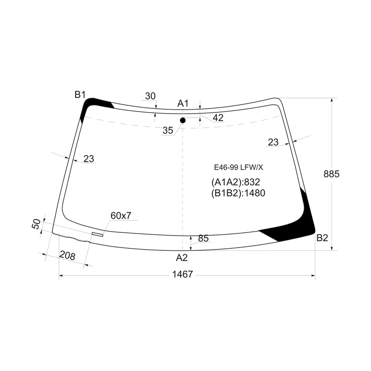 XYG Стекло лобовое BMW 3-Series 98-06