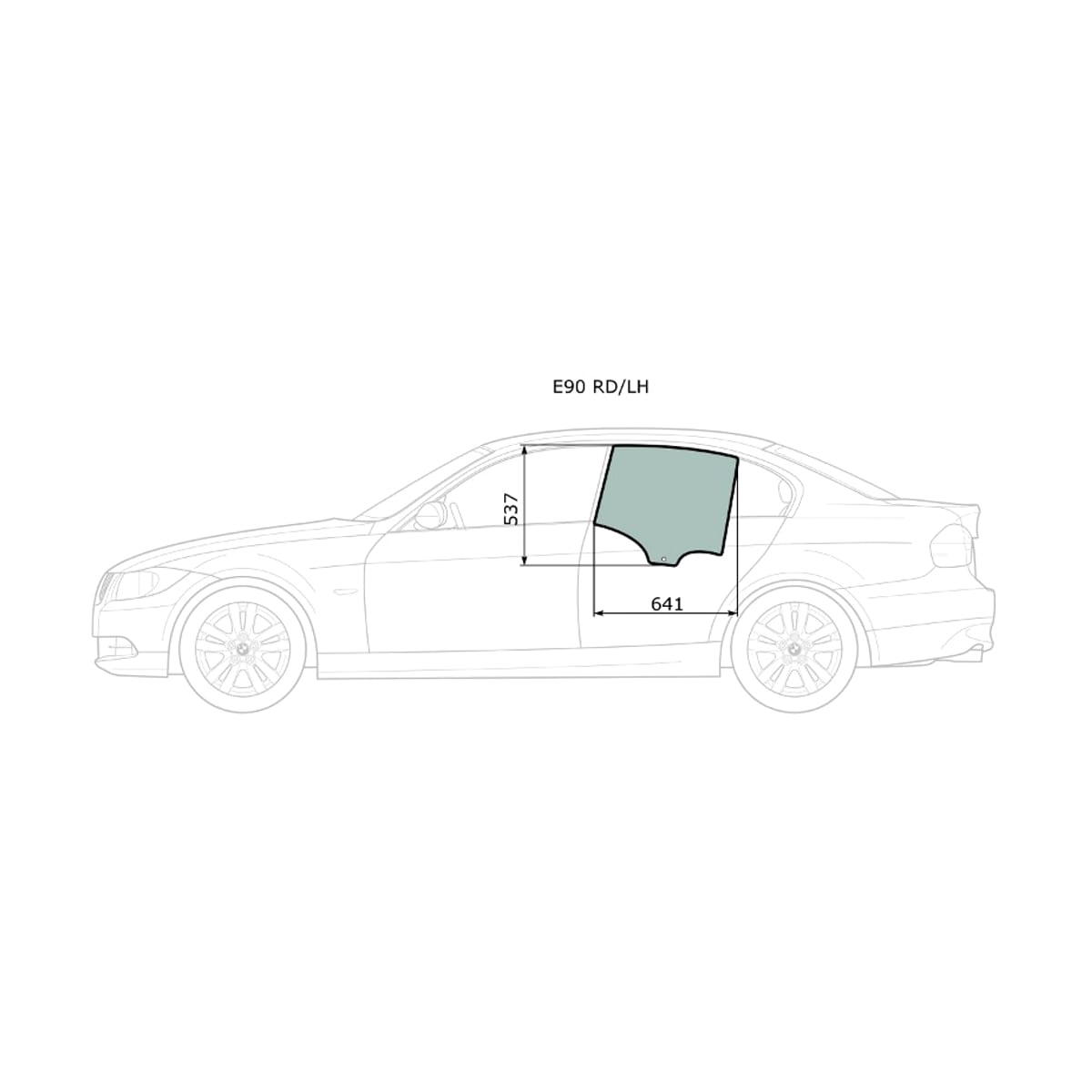 XYG Стекло боковое опускное (Сзади/ Слева/ Цвет зеленый) BMW 3-Series 05-14