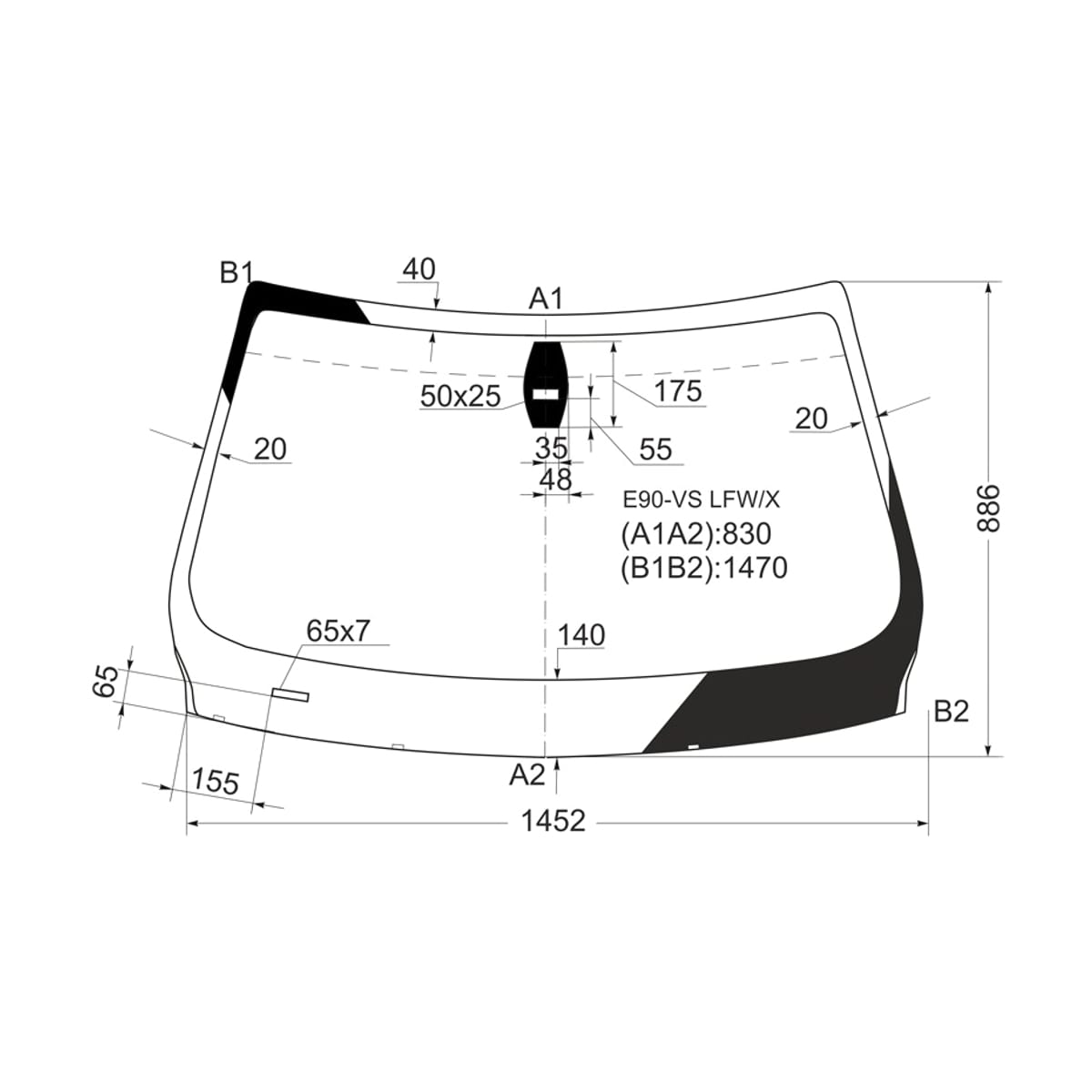 XYG Стекло лобовое (Датчик дождя) BMW 3-Series 05-14 / M3 06-13
