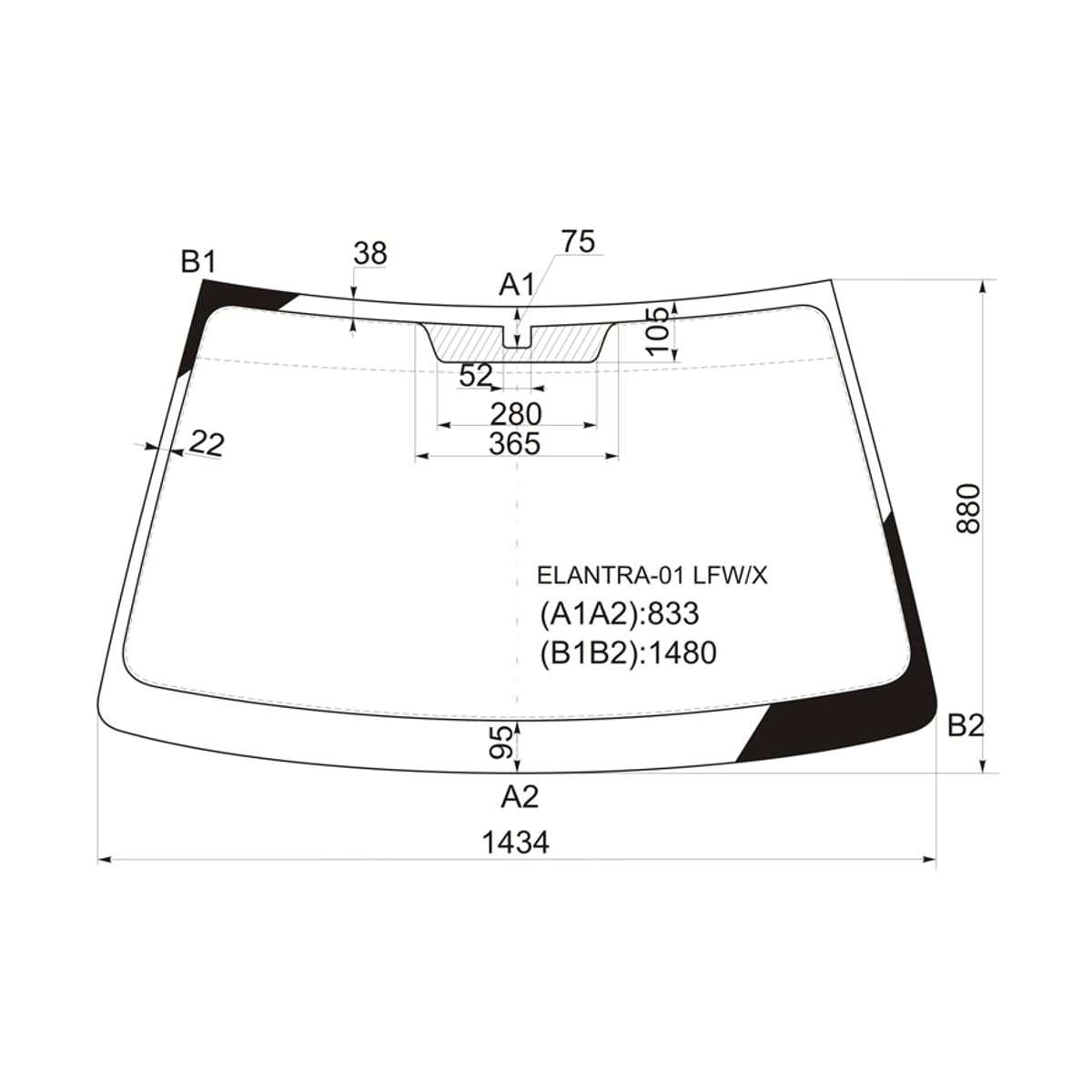 Деталь Стекло лобовое Hyundai Elantra 00-09 / Avante 00-06 XYG