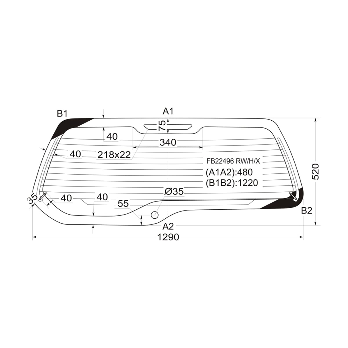 XYG Стекло заднее (Цвет зеленый/ Обогрев) Nissan Xterra 05-15 FB22496RW/H/X