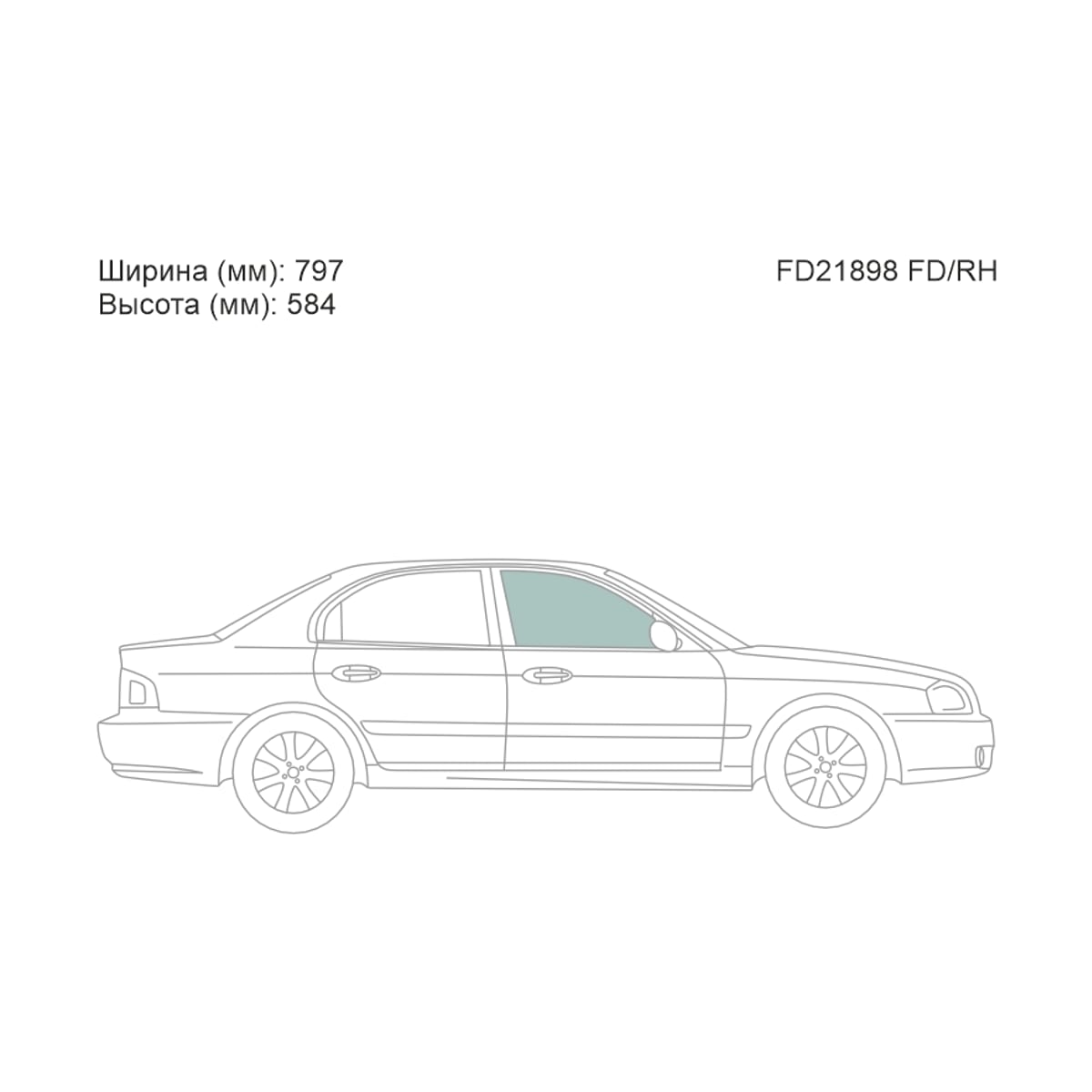 XYG Стекло боковое опускное (Спереди/ Справа/ Цвет зеленый) Kia Optima 00-05 / Magentis 00-06