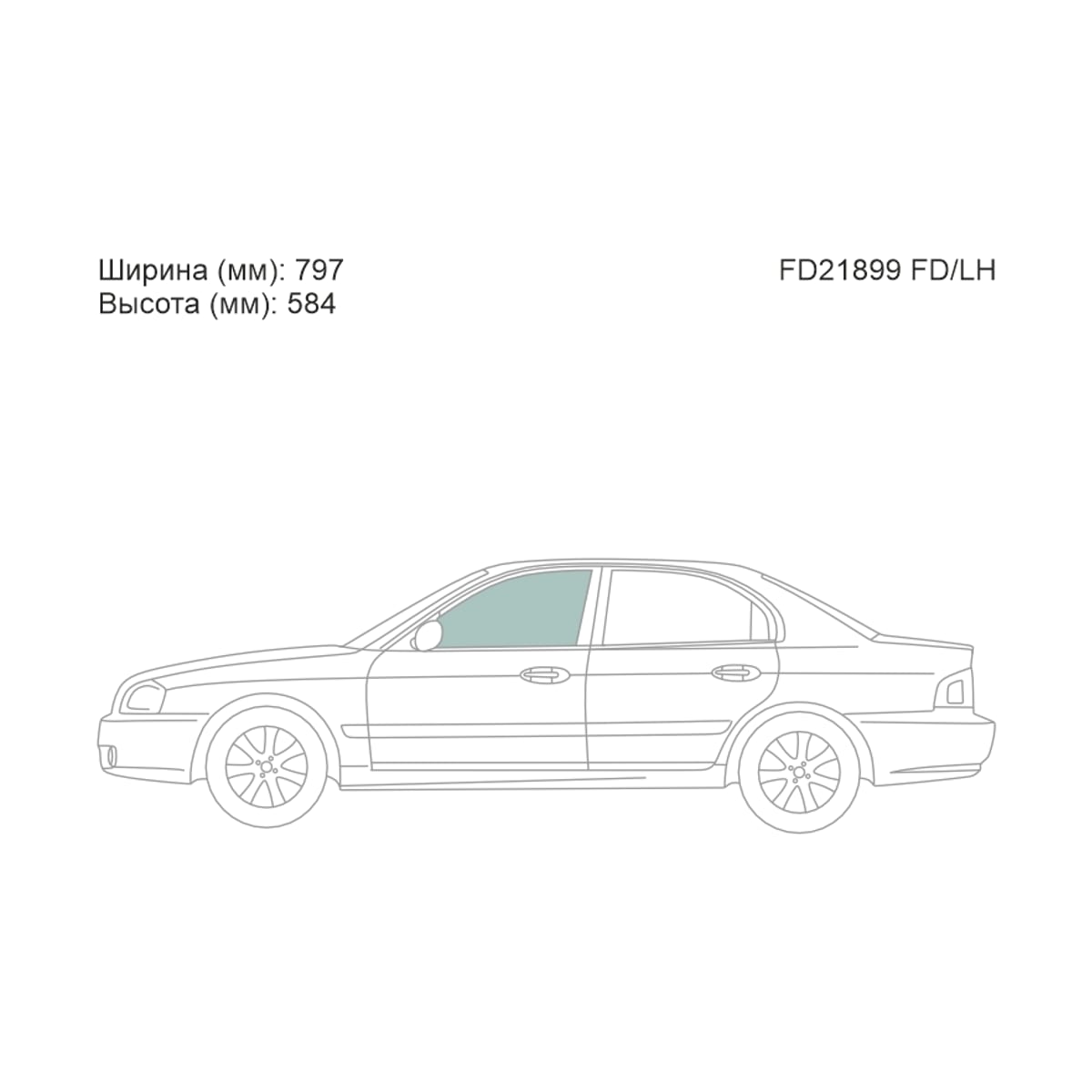 XYG Стекло боковое опускное (Спереди/ Слева/ Цвет зеленый) Kia Optima 00-05 / Magentis 00-06