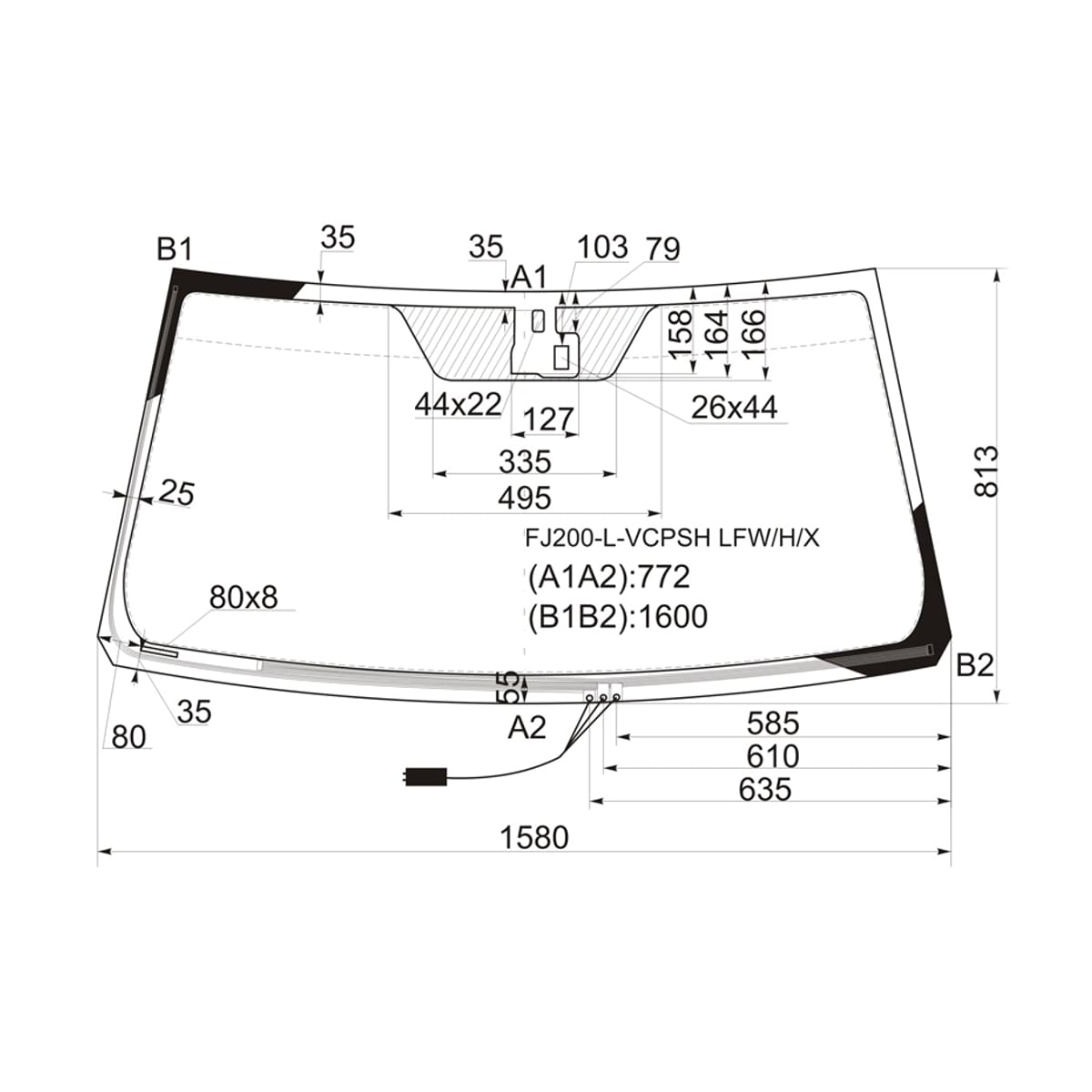 XYG Стекло лобовое (Обогрев щеток/ Датчик дождя) Toyota Land Cruiser (J200) 07-15 / Lexus LX 07-15