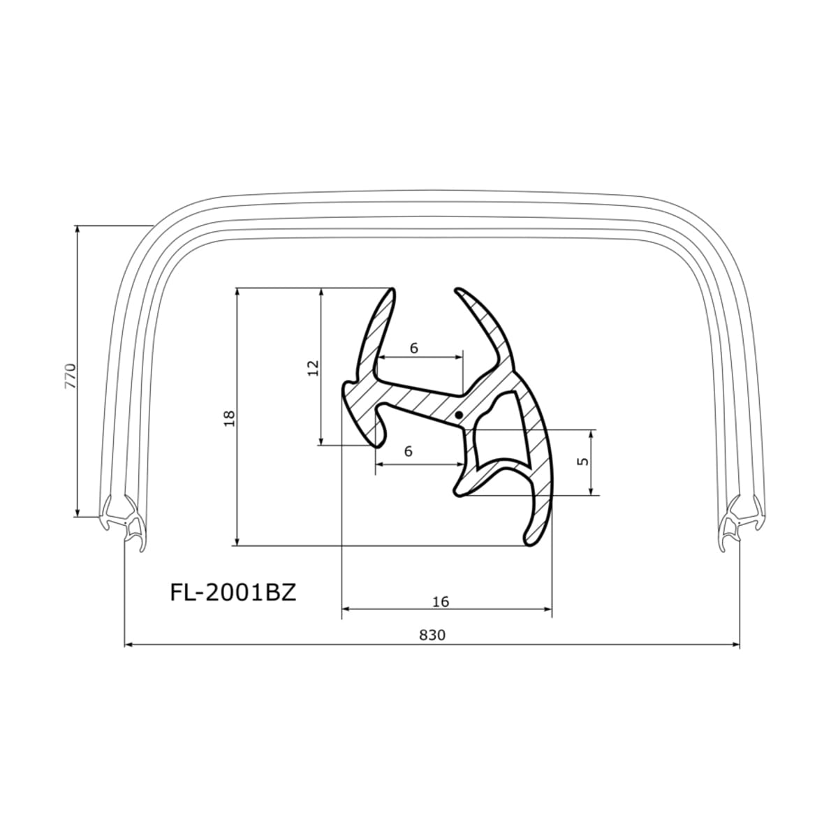 FLEXLINE Молдинг лобового стекла (П-образный) Toyota RAV4 (XA10) 94-00 FL2001BZ