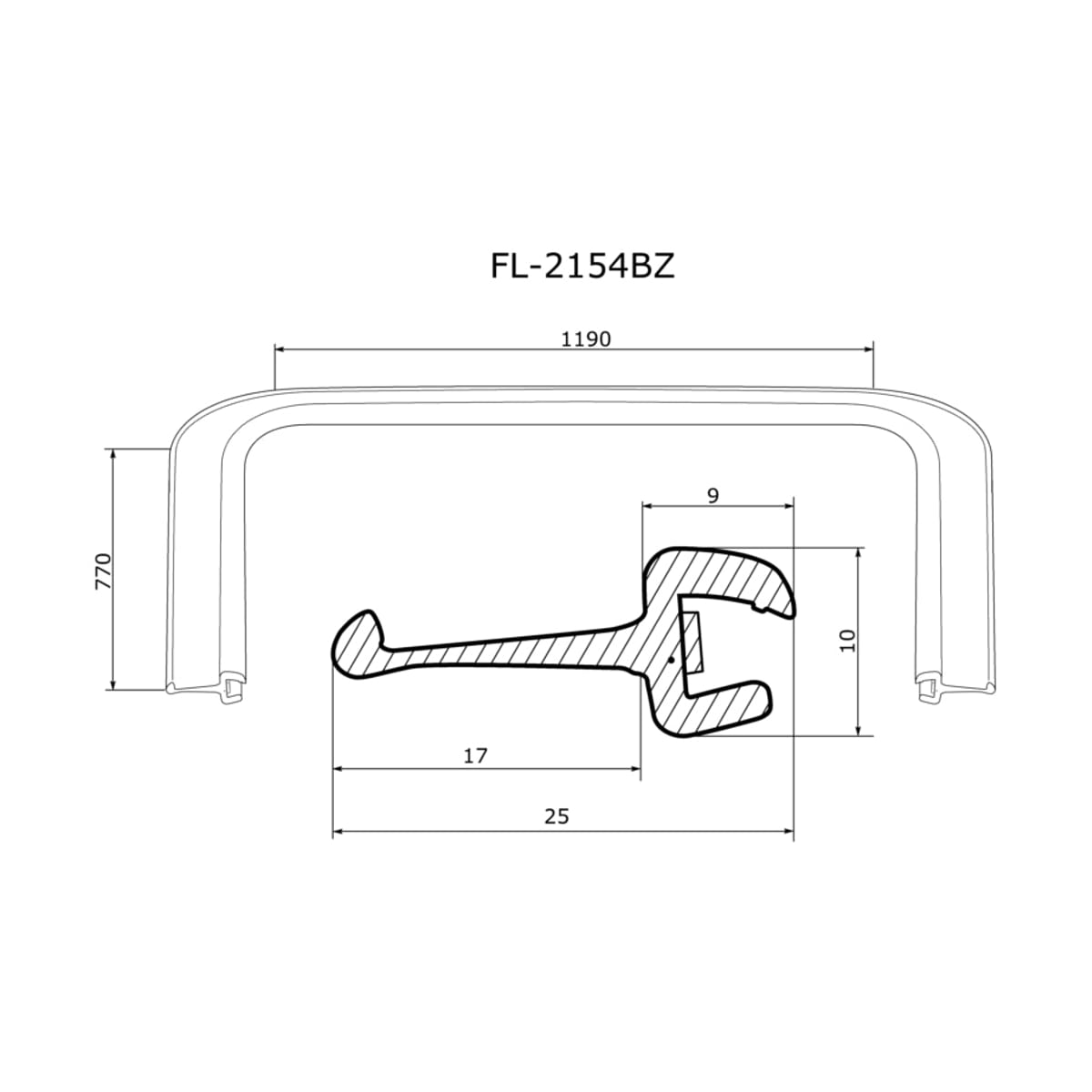 FLEXLINE Молдинг лобового стекла (П-образный) Subaru Legacy 98-03 / Outback 98-03 FL2154BZ