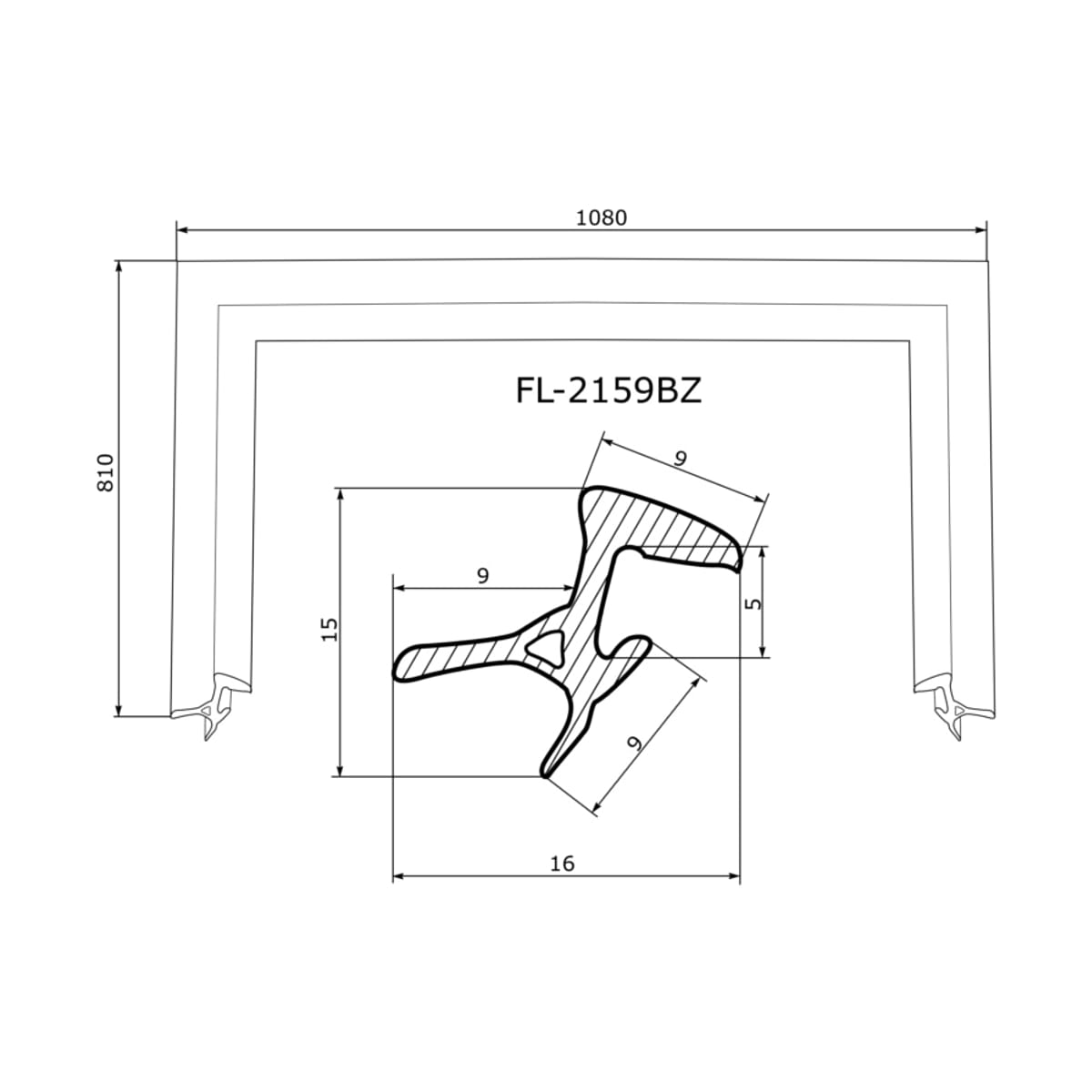 FLEXLINE Молдинг лобового стекла (П-образный) Toyota Vitz 99-10 / Echo 99-05